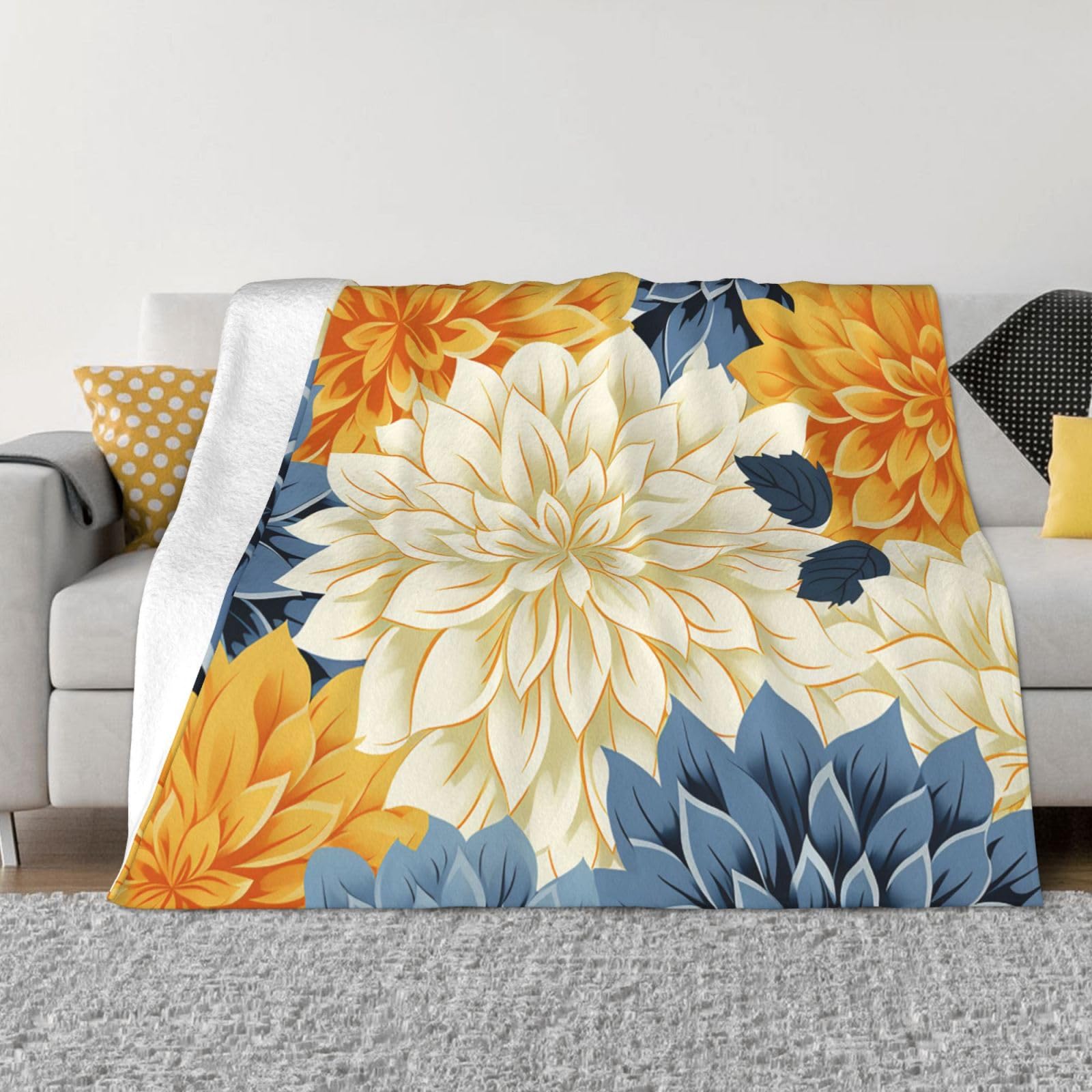 Couverture polaire en peluche Dahlia Pinnata chaude et durable au fini haut de gamme 127x101cm