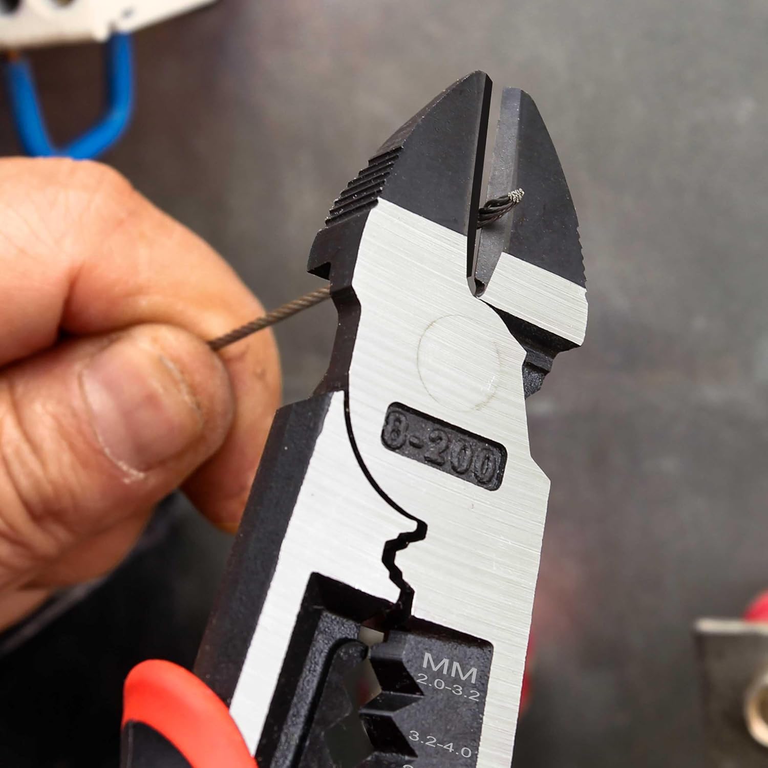 HAUTMEC 8" Diagonal Cutting Pliers, 4 in 1 Multifunction Side Cutters Pliers with Pro-High Leverage, CRV Steel Heavy Duty Wire Diagonal Cutters for Electricians, Mechanics & DIY, HT0272-PL - Image 6