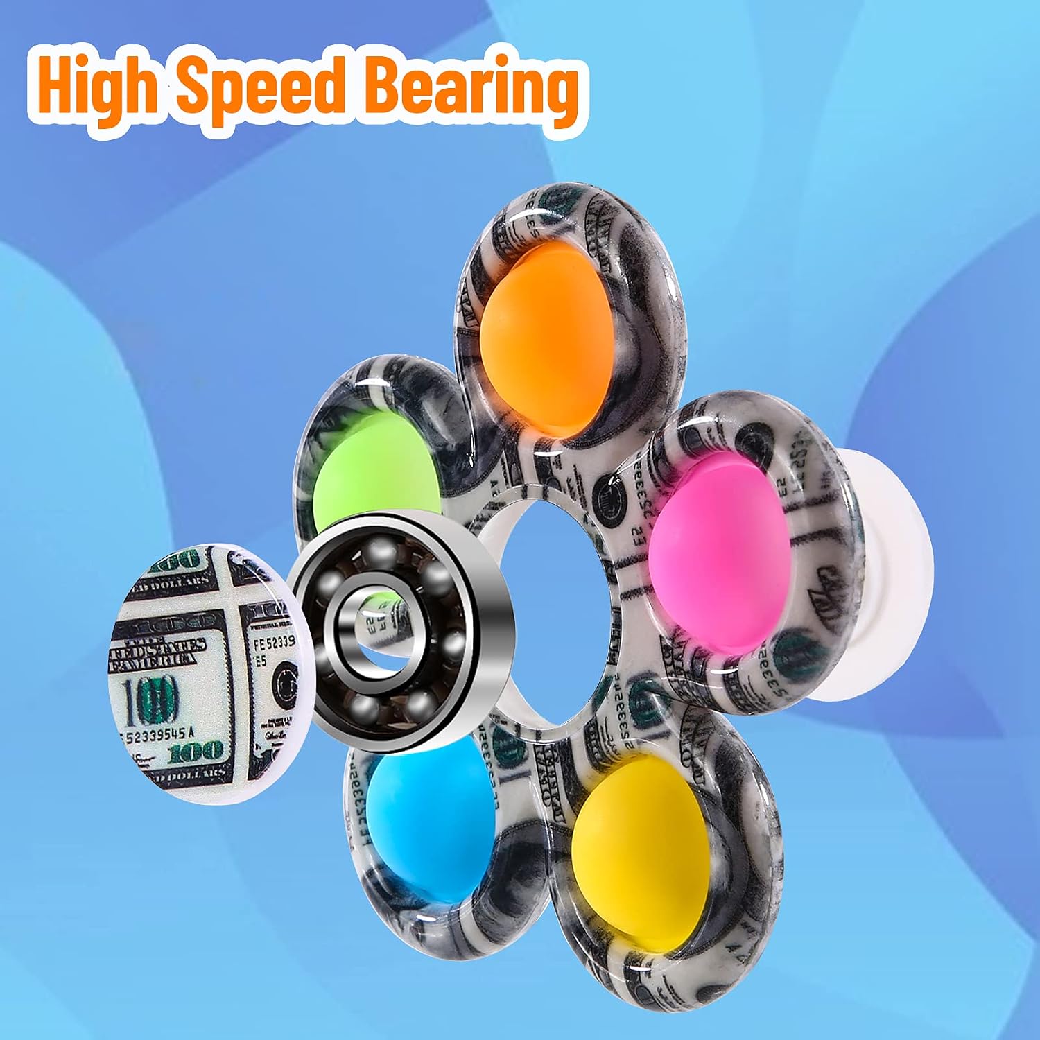 Fidget Spinners 7 Pack, Tie Dye Popper Small Fidget Toys Bulk Present for Teen, Goodie Bag Stuffers Return Gifts Birthday Party Favors Classroom Carnival Prize for Kids Boys Girls
