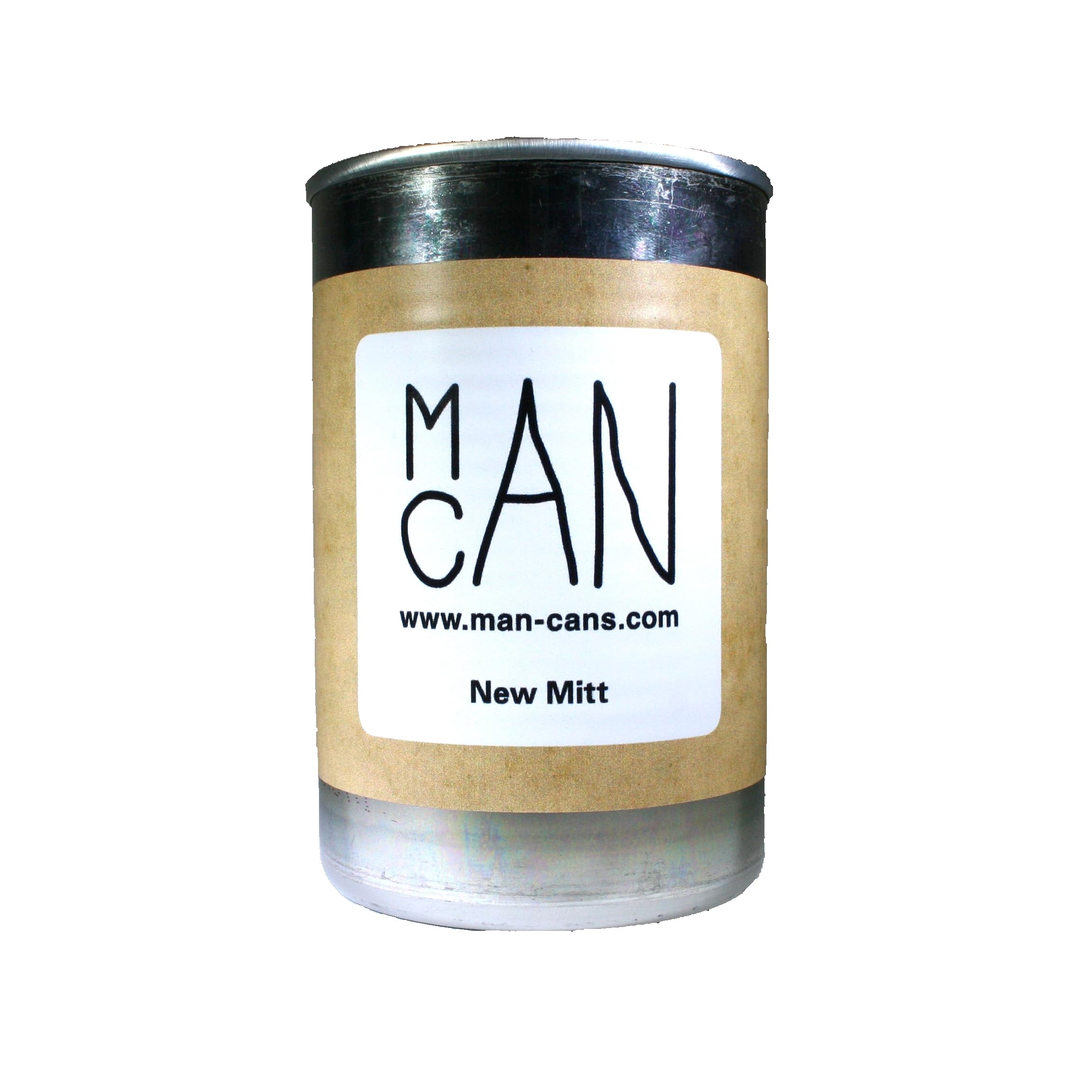 New Mitt, Leather Scented Mancans Candle in 10 oz Soup Can, Soy Candle, Novelty and Gifts for Men, Gifts for Baseball Coach, Brown
