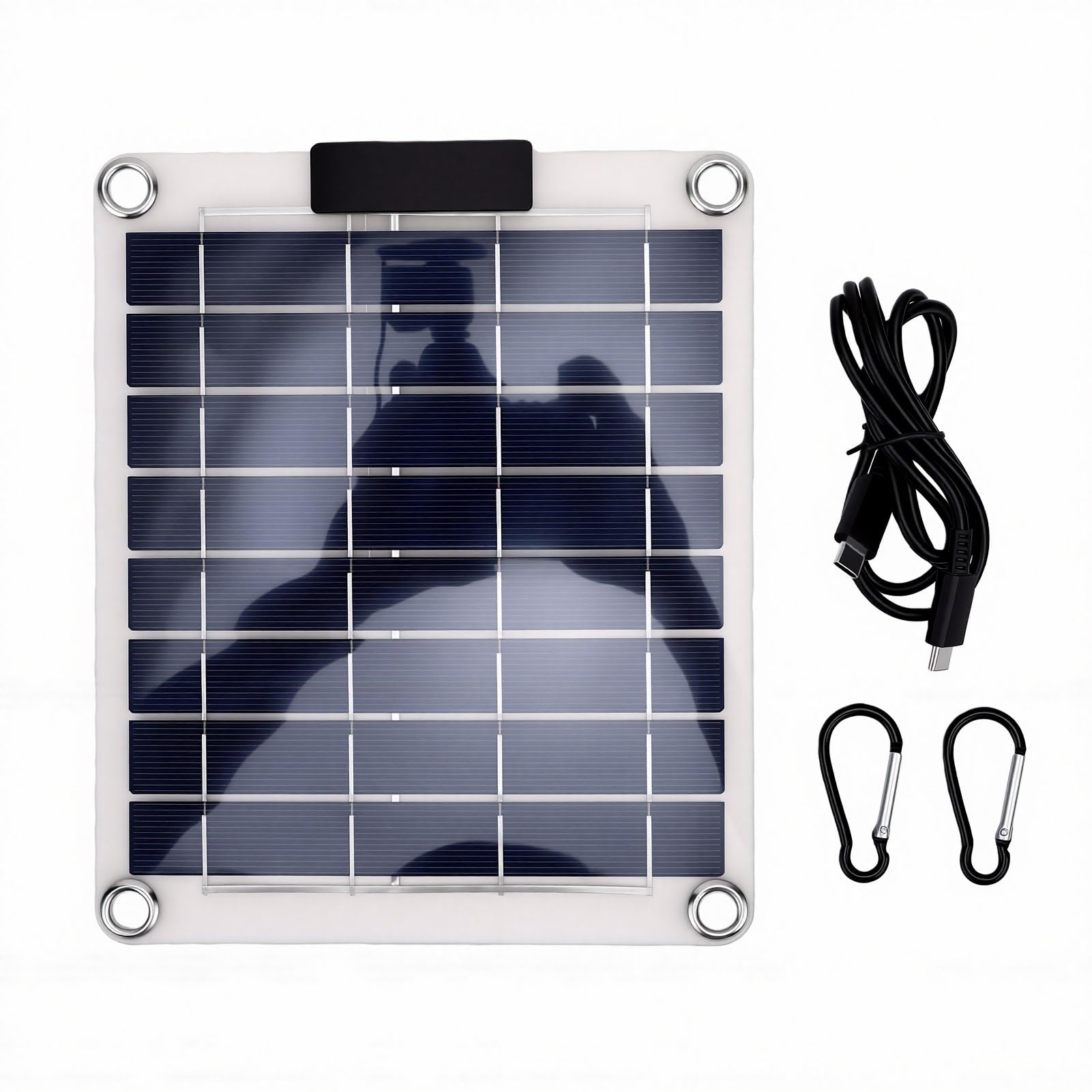 Pannello Solare Portatile da 30 W, Caricabatterie da Pannello Solare | Pannello Solare Bifacciale in Silicio Monocristallino da 30 W a Ricarica Rapida con 2 Porte di Tipo C per Campeggio, Viaggi