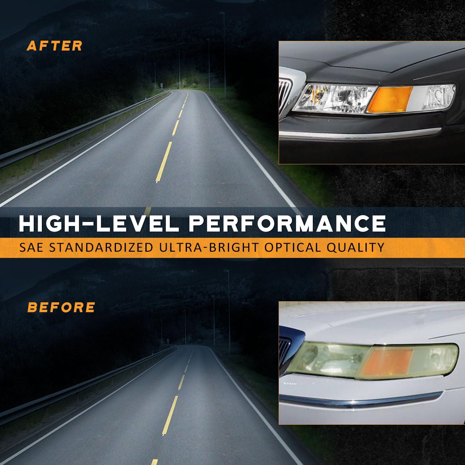 WEELMOTO Headlights Assembly Compatible with 1998-2002 Mercury Grand Marquis, Headlight Assemblies for 98-02 Mercury Grand Marquis Headlamp+Corner Lights Chrome Housing Clear Lens Left+Right Side
