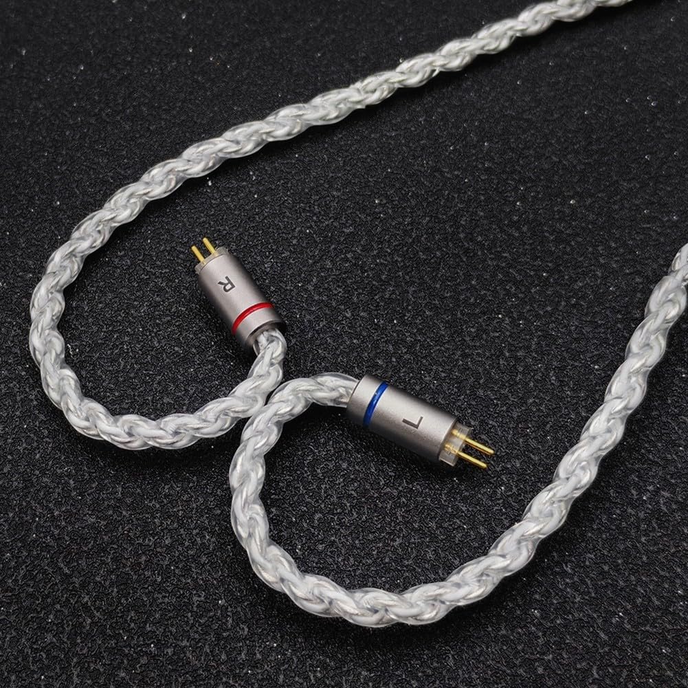 Cable de auriculares de 4,4 mm a 3,5 mm, chapado en plata, cable de actualización para audiófilos de 1,2 m de doble pin (2 en 1)