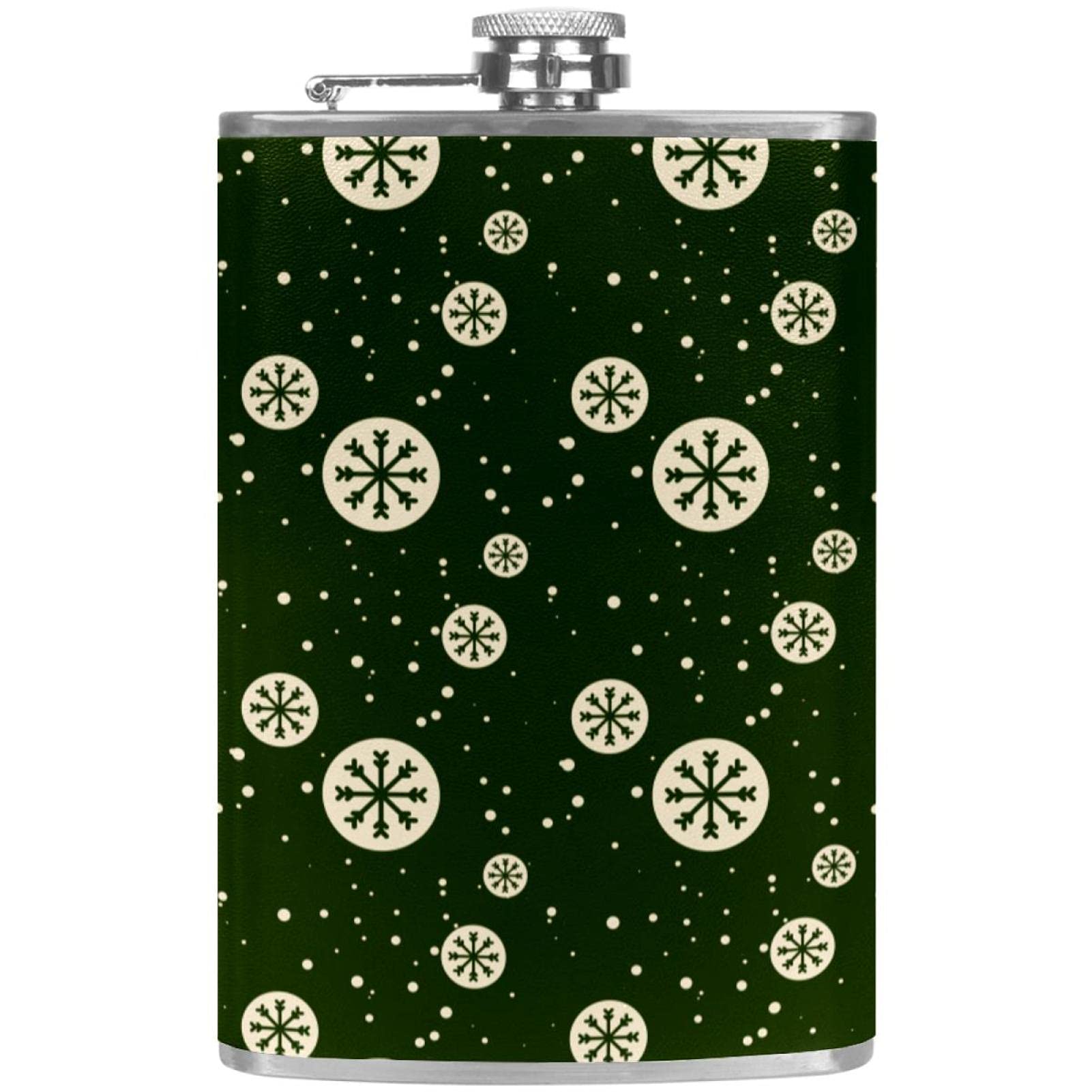 Flasque liqueur et entonnoir inox motif flocon vert : le cadeau de Noël idéal pour vos spiritueux