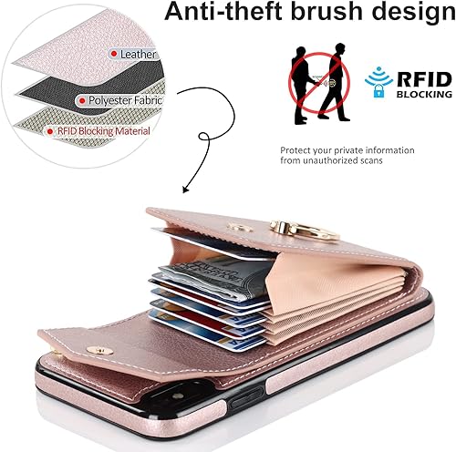 Miniatura 4 de Asuwish Funda de teléfono para iPhone XR 6.1 con protector de pantalla de vidrio templado y anillo de bloqueo RFID, tarjetero para celular iPhoneXR