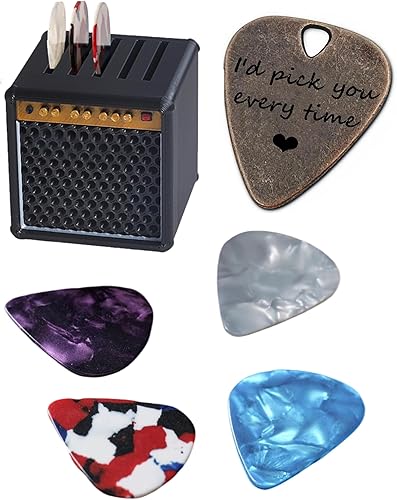Vista 82 de JUPPE Púas de guitarra grabadas de bronce personalizadas, regalos musicales para guitarrista I'd Pick You Every Time, regalos de cumpleaños