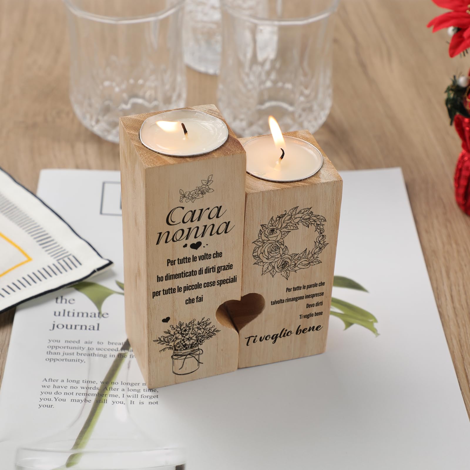 Regalo Nonna, Regali per la Nonna Candelabro a Forma di Cuore, Regalo Nonna Compleanno, Idee Regalo Nonna, Regali di Natale per la Nonna per la festa della mamma