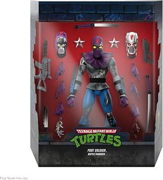 Super7 ULTIMATES! Teenage Mutant Ninja Turtles Foot Soldier (Battle Damaged) - 7 TMNT Action Figure with Accessories Classic Cartoon Collectibles and Retro Toys