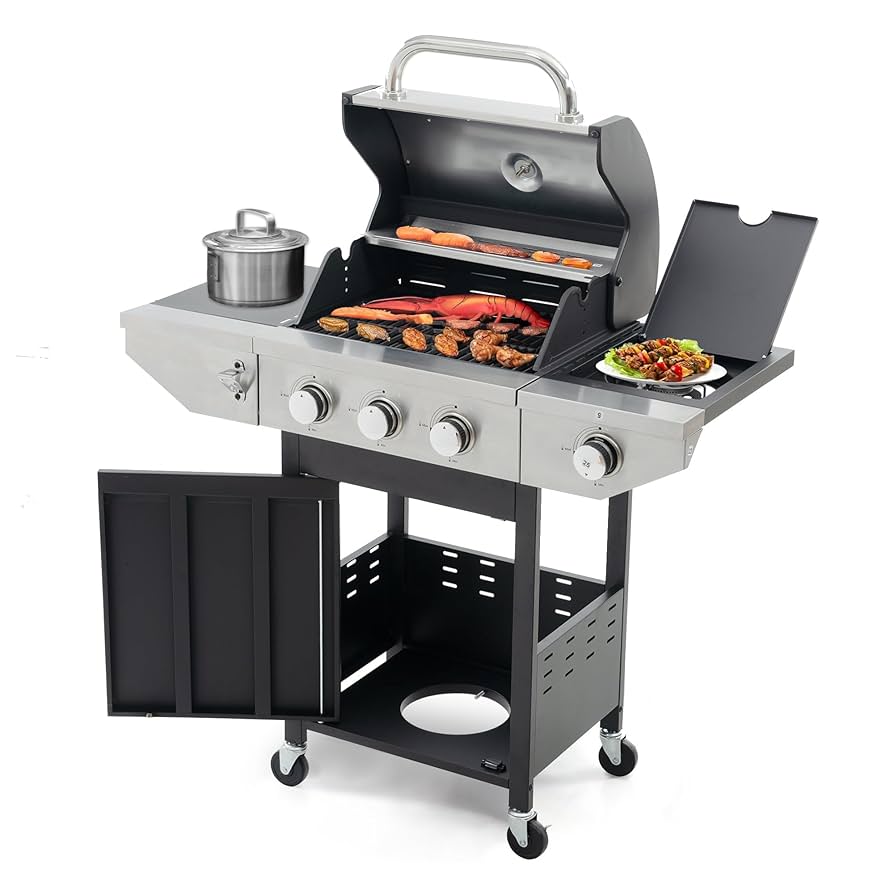 Amazon.com: 3 Burner BBQ Gas Grill, Propane Grill with Side