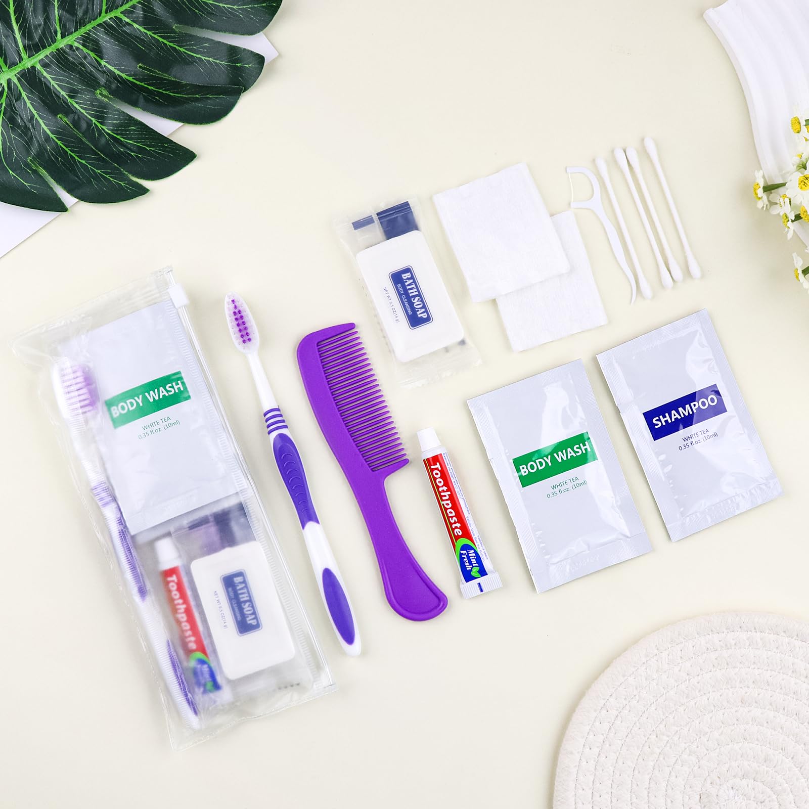 Confezione da 50 kit igienici, kit da toilette sfuso, confezionati singolarmente, kit igienico usa e getta da viaggio, forniture per la cura dei senzatetto, adatto per hotel, campeggio, viaggi