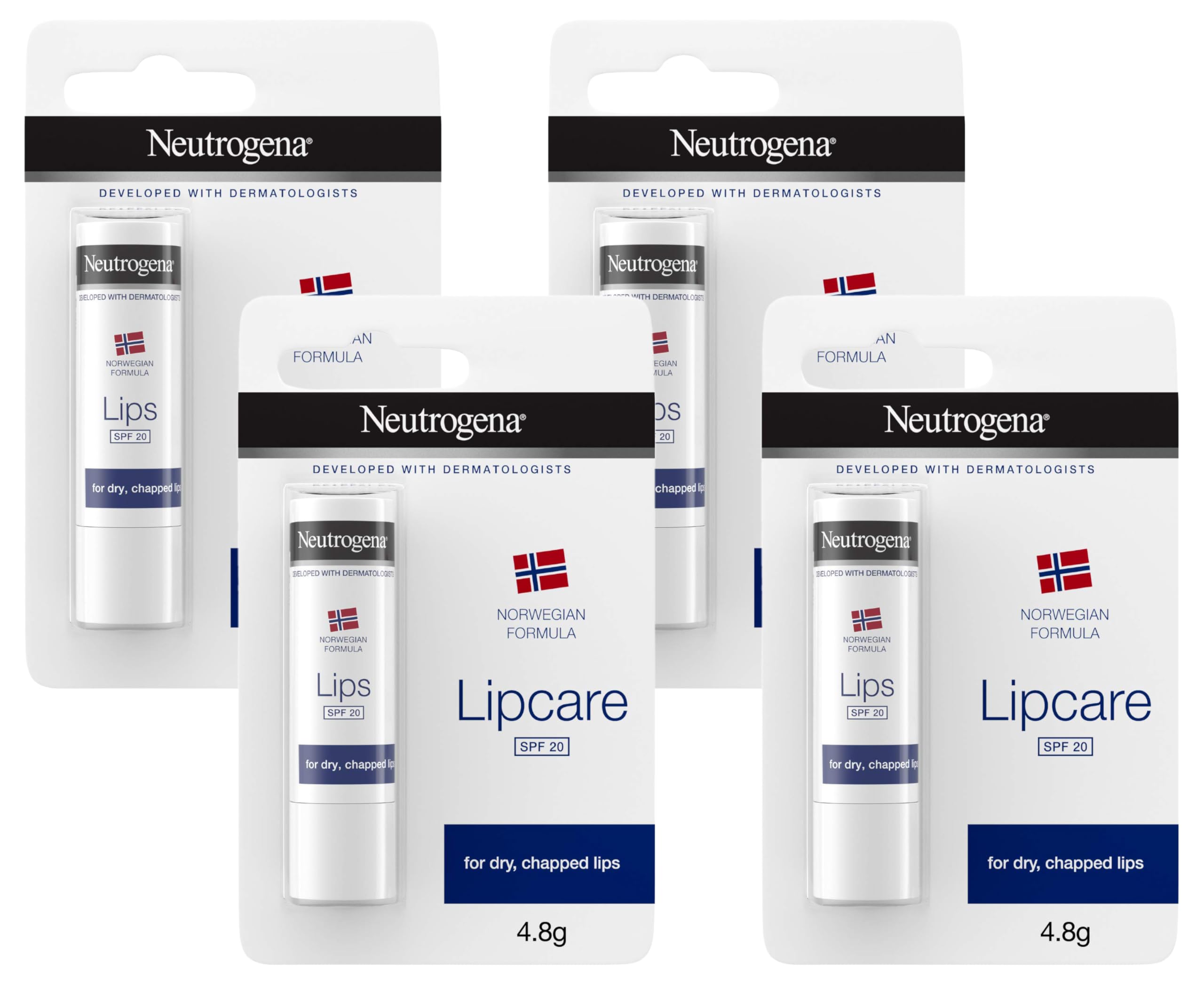 NeutrogenaSPF 20 Lip Care, 4.8g (Pack of 4)