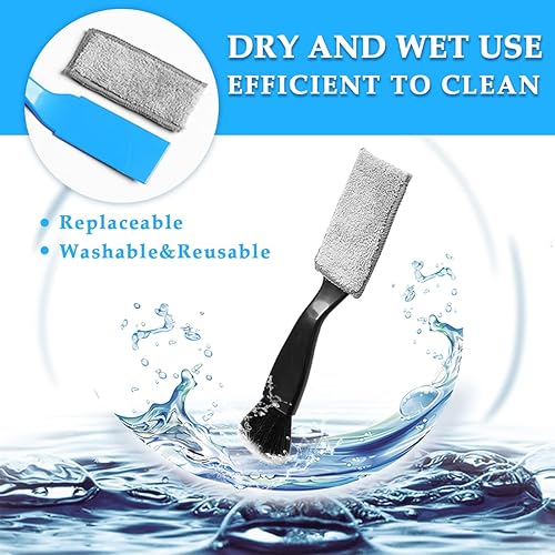Miniatura 4 de Ziciner 1 cepillo de doble cabezal para limpieza de automóvil, cepillos suaves para detalles de plumero interior de automóvil, pantalla universal de