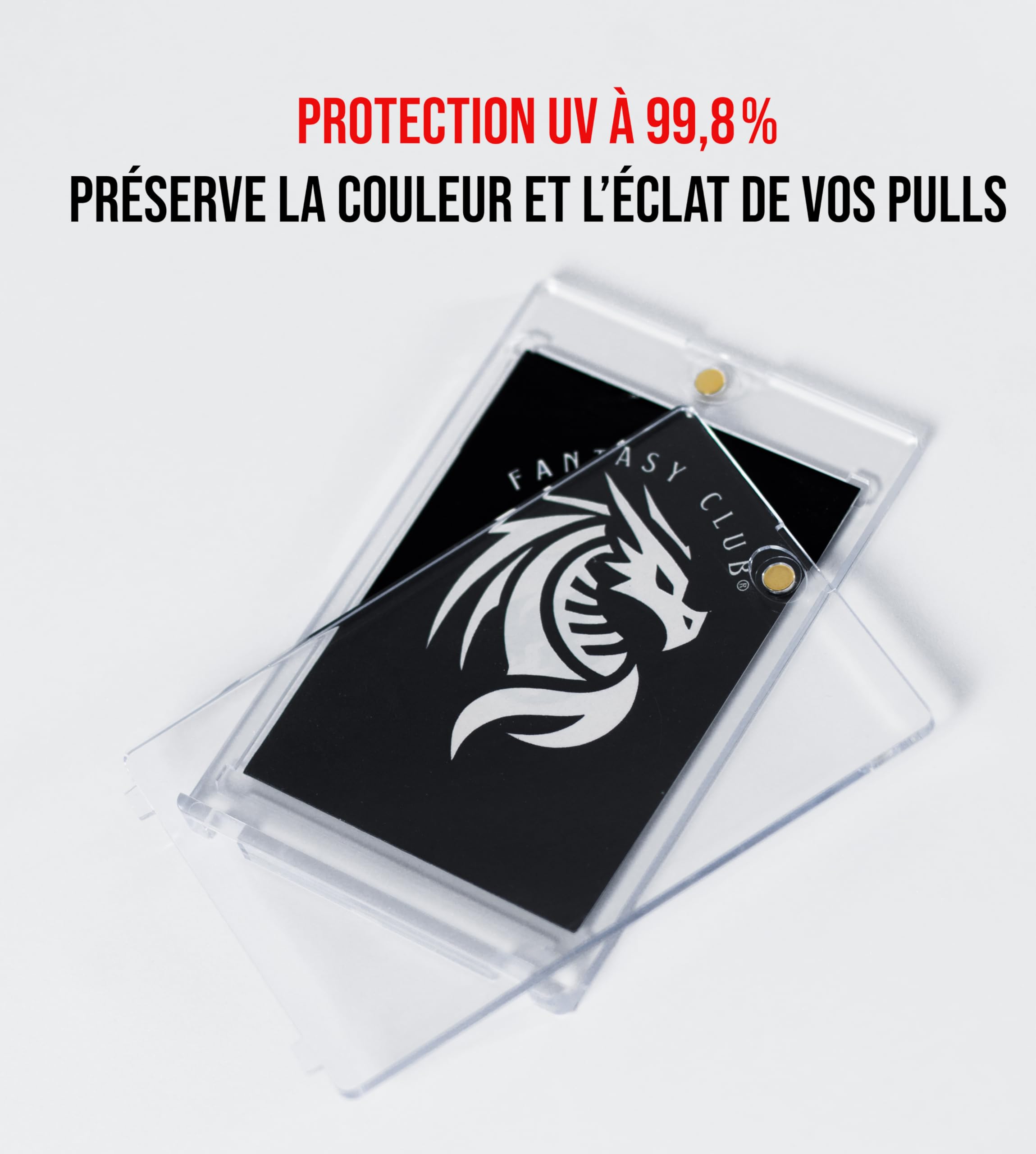 Fantasy Club 25 Supports Magnétiques One-Touch – UV 99+% – Acrylique Cristallin – Protection Haut De Gamme Pour Cartes TCG