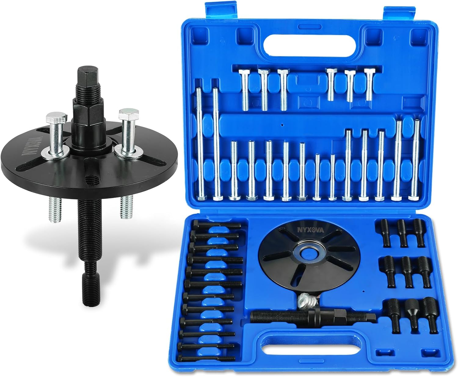 Harmonic Balancer Puller Removal & Install Tool Kit, Flywheel Remover Crankshaft Pulley Removal Installation Set, Steering Wheel Pulling Set (Blue)