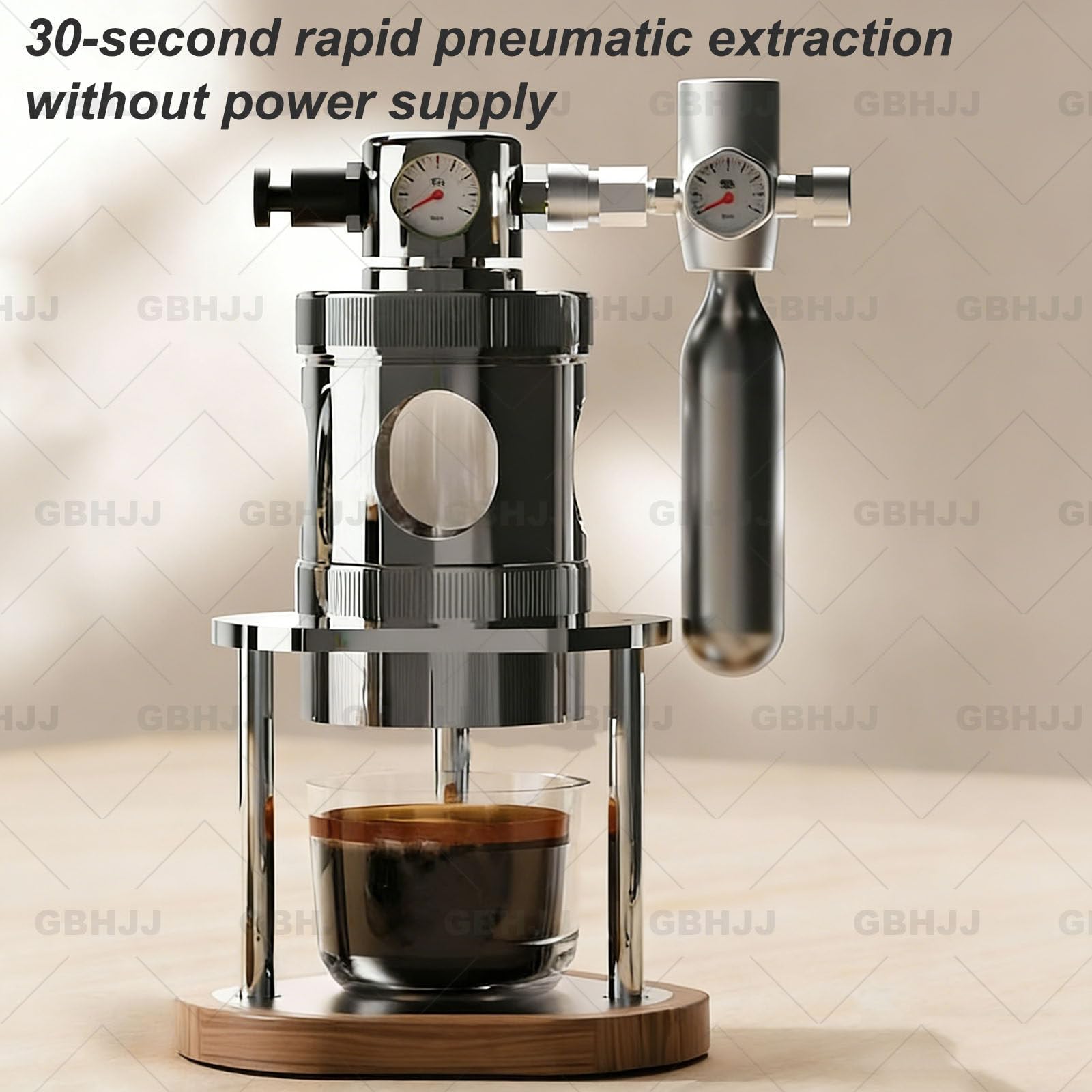 Cafetera neumática de 58 mm con manómetro, máquina de café manual desmontable para el hogar, camping y viajes