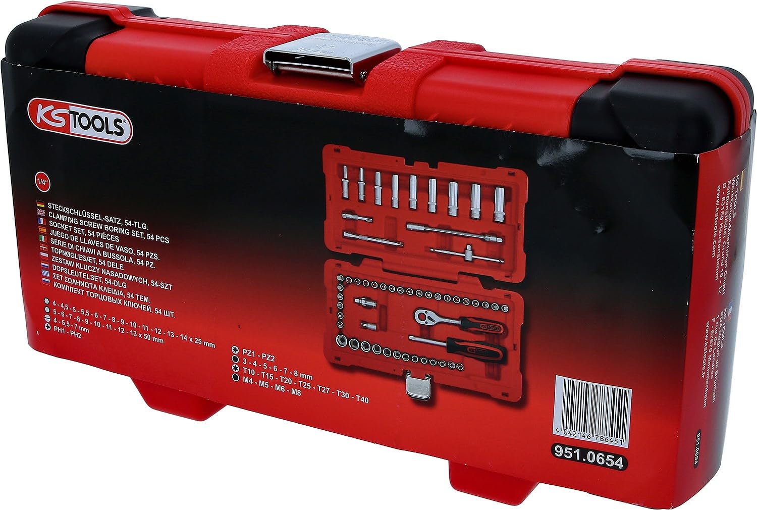 KS Tools 951.0654 Juego de llaves de vaso de 1/4", 54 pzs