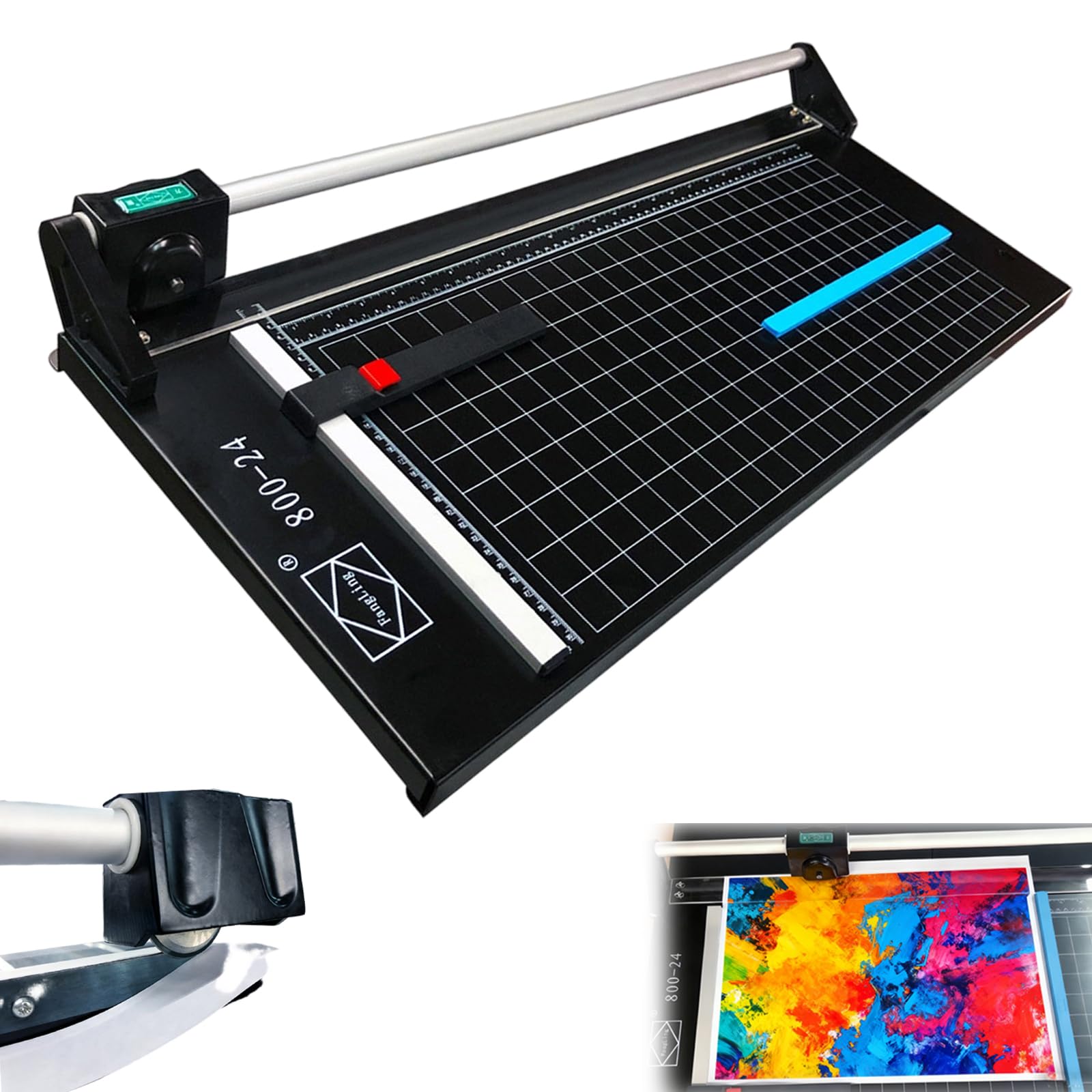 Taglierina rotativa di precisione manuale da 61 cm, taglierina rotativa per carta, tagliacarte per pellicola, bordo morbido in plastica sottile, PVC, tavolo da taglio, taglierino professionale
