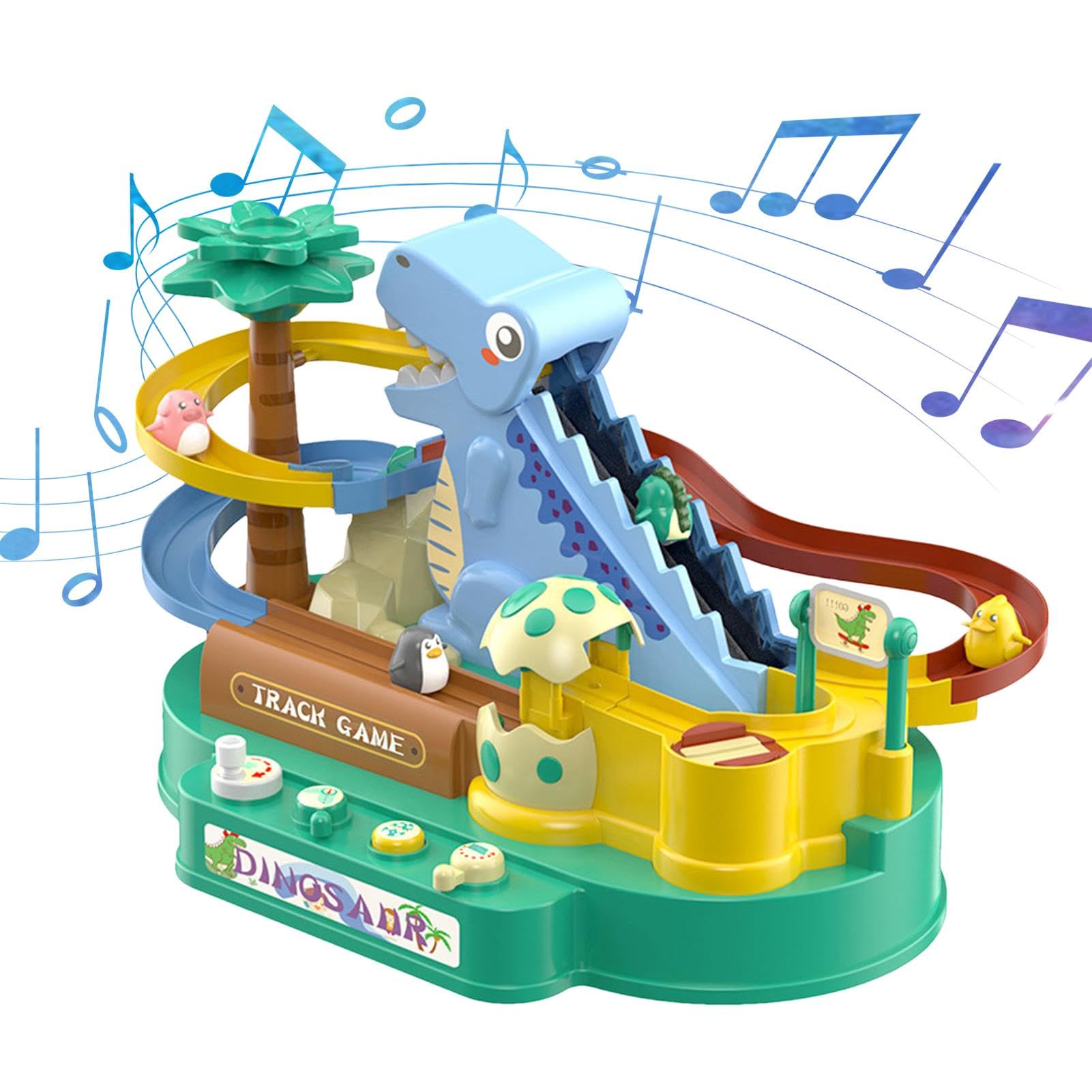 Jouet Dinosaure Escaladeur Et Toboggan - Circuit Interactif Avec Lumières Et Musique - Pour Enfants 3 Ans Et Plus - 5 Petits Dinosaures Inclus - Développe Coordination, Créativité - 3
