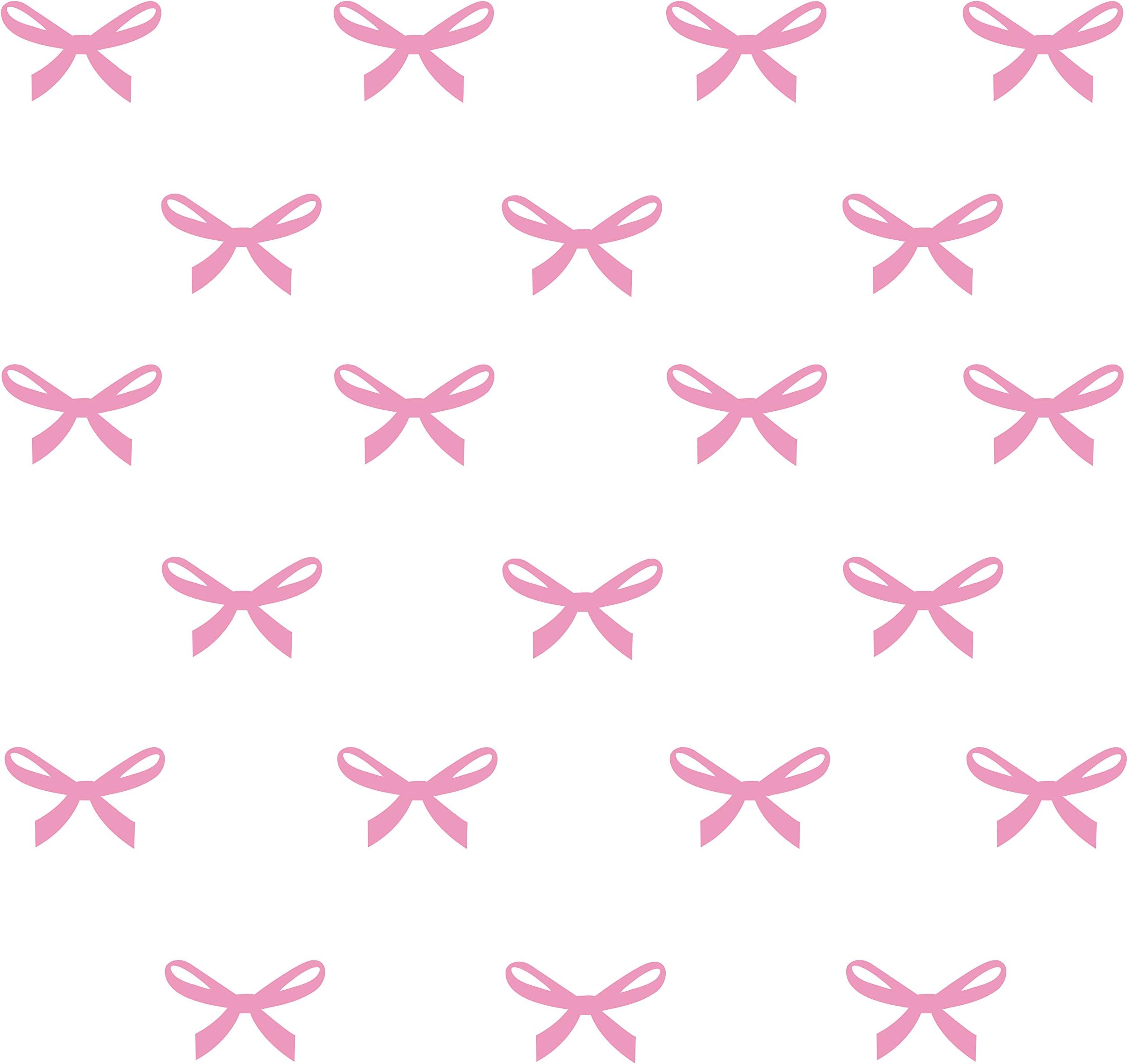 48pcs Pink Ribbons Wall Stickers for Kids Room Princess Girl Bedroom Pink Bow Wall Decals Removable Vinyl DIY Mural Stickers A407 (Light Pink)