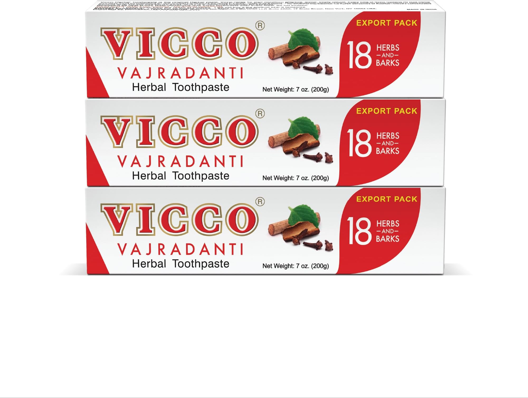 ViccoVajradanti Herbal Ayurvedic Toothpaste -Natural Astringent and Analgesic| Consists of 18 Herbs, 100% Natural, Vegan & Cruelty-Free (Pack of 3 x 7oz)