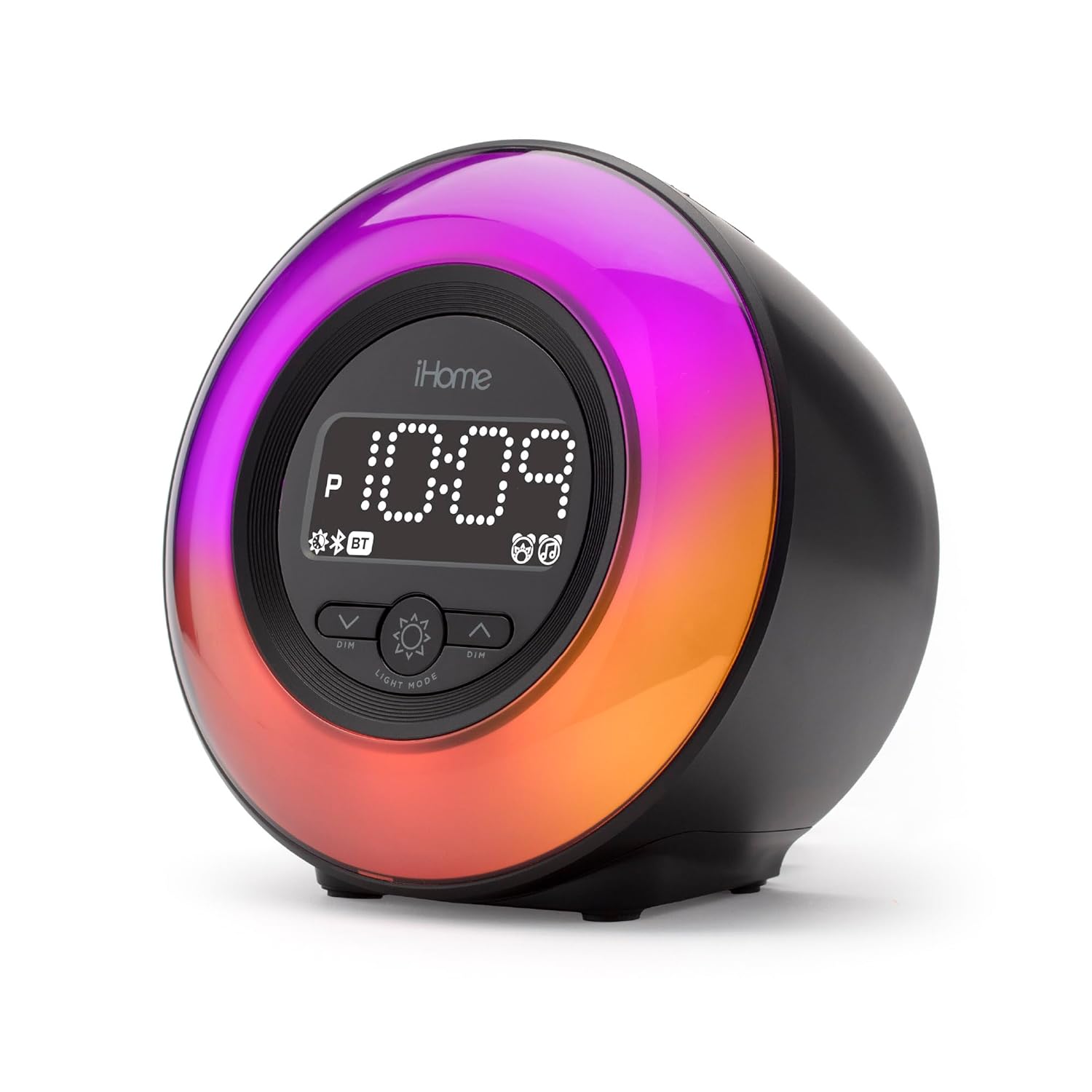 iHome PowerClock Glow FM Clock Radio with Bluetooth Speaker and USB Charger Color Changing Digital Alarm Clock for