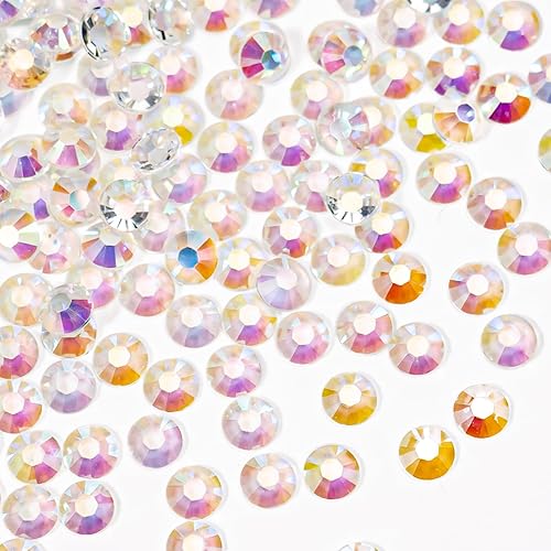 Lixiin 1000 diamantes de imitación de resina con parte trasera plana de 0.236 pulgadas, diamantes de imitación transparentes de color AB