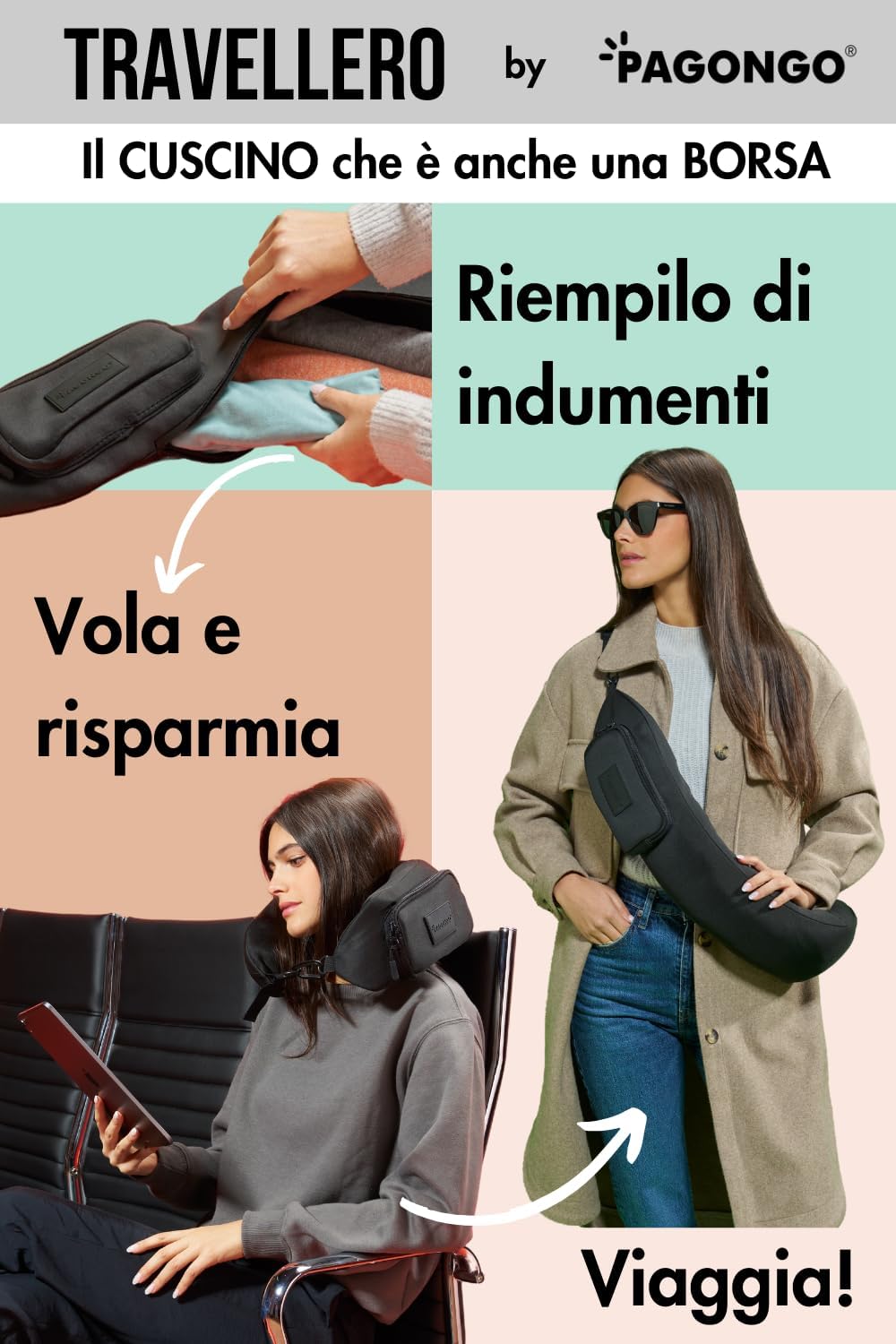 PAGONGO TRAVELLERO: The Ultimate Fillable Neck Pillow for Comfortable Travel!