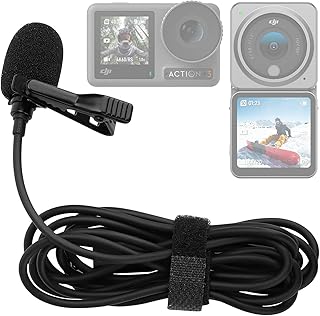 Honbobo Lavalier Microphone Clip-on Lav Mini Mic for Insta360 X3/Insta360 ONE X2/Insta360 ONE RS/Insta360 ONE R/OSMO Action 3/DJI Action 2 (for OSMO Action 3/DJI Action 2)