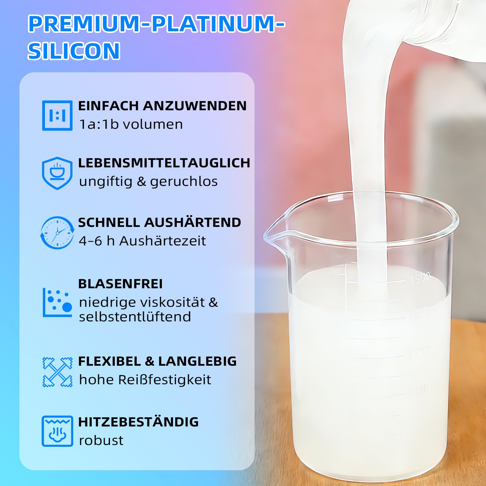 STARTSO WORLD Abformsilikon, 2L 20A Flüssiges Silikon/Gießsilikon, Transluzenter Silikonkautschuk für den Formenbau, ideal für DIY Harzformen, Kerzenform, Seifenform, Gießen, Basteln