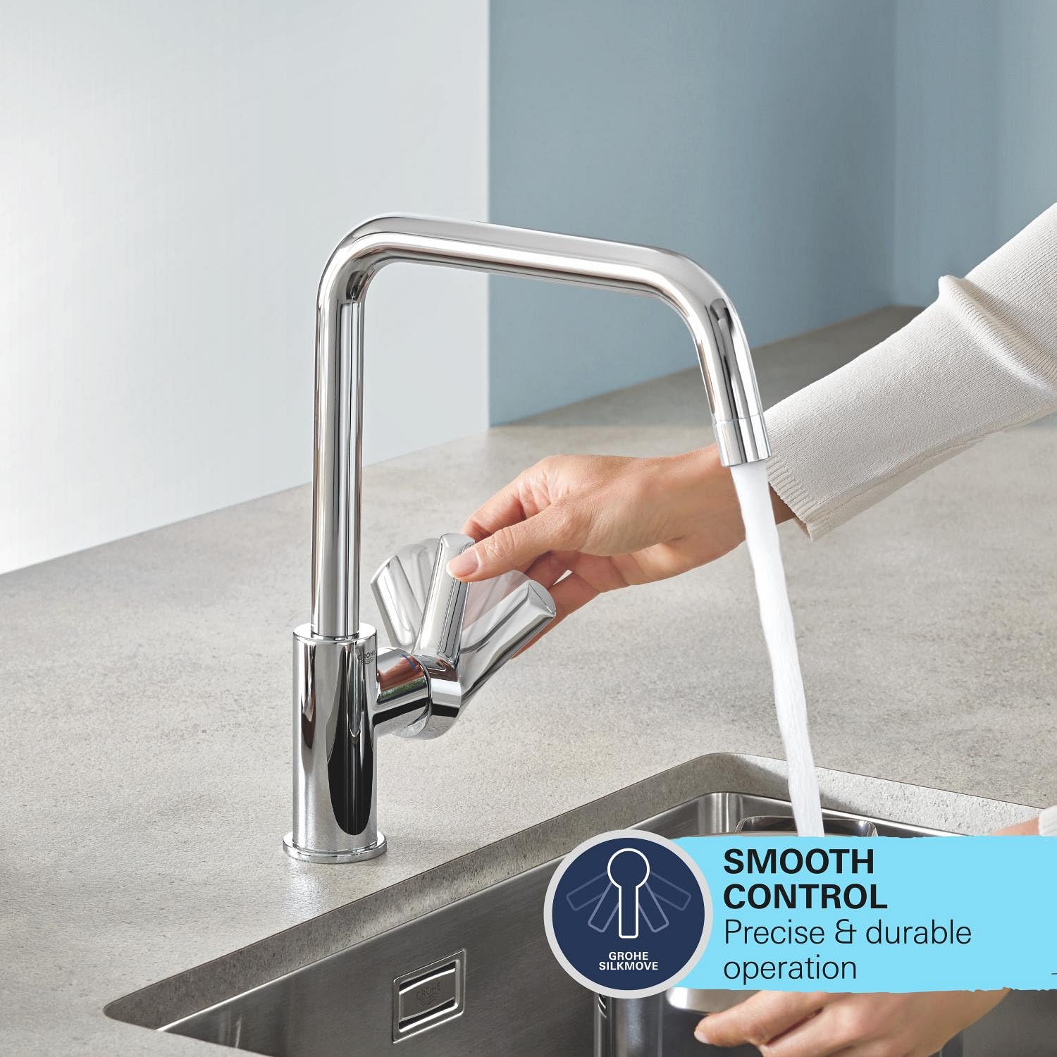 GROHE mitigeur monocommande de cuisine Start, bec en forme de L, chrome, 30470000 (Import Allemagne)