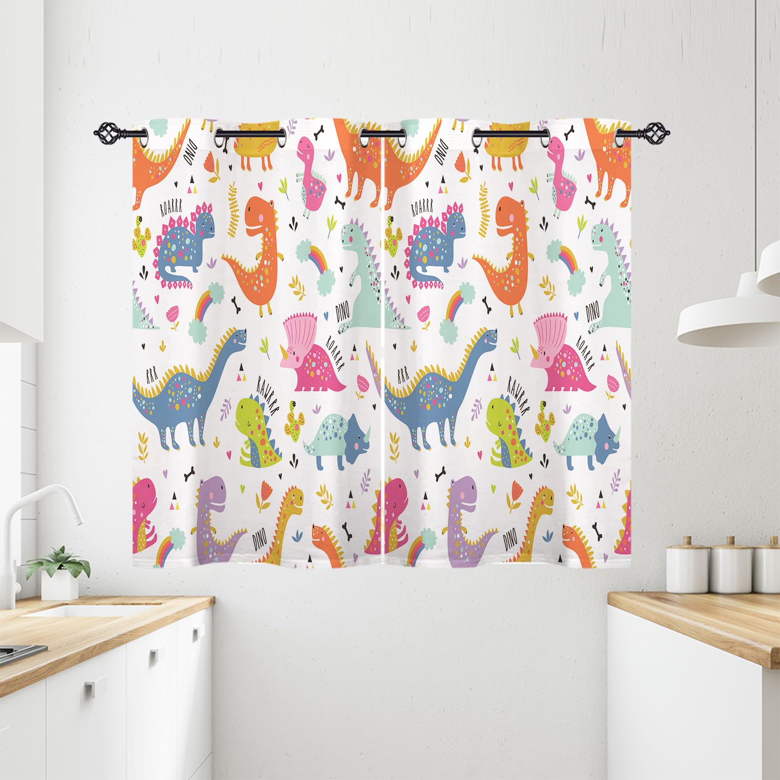 ANHOPE Cute Cartoon Dinosaur Blackout Curtains Eyelet 2 Panels 28 x 54 Inch