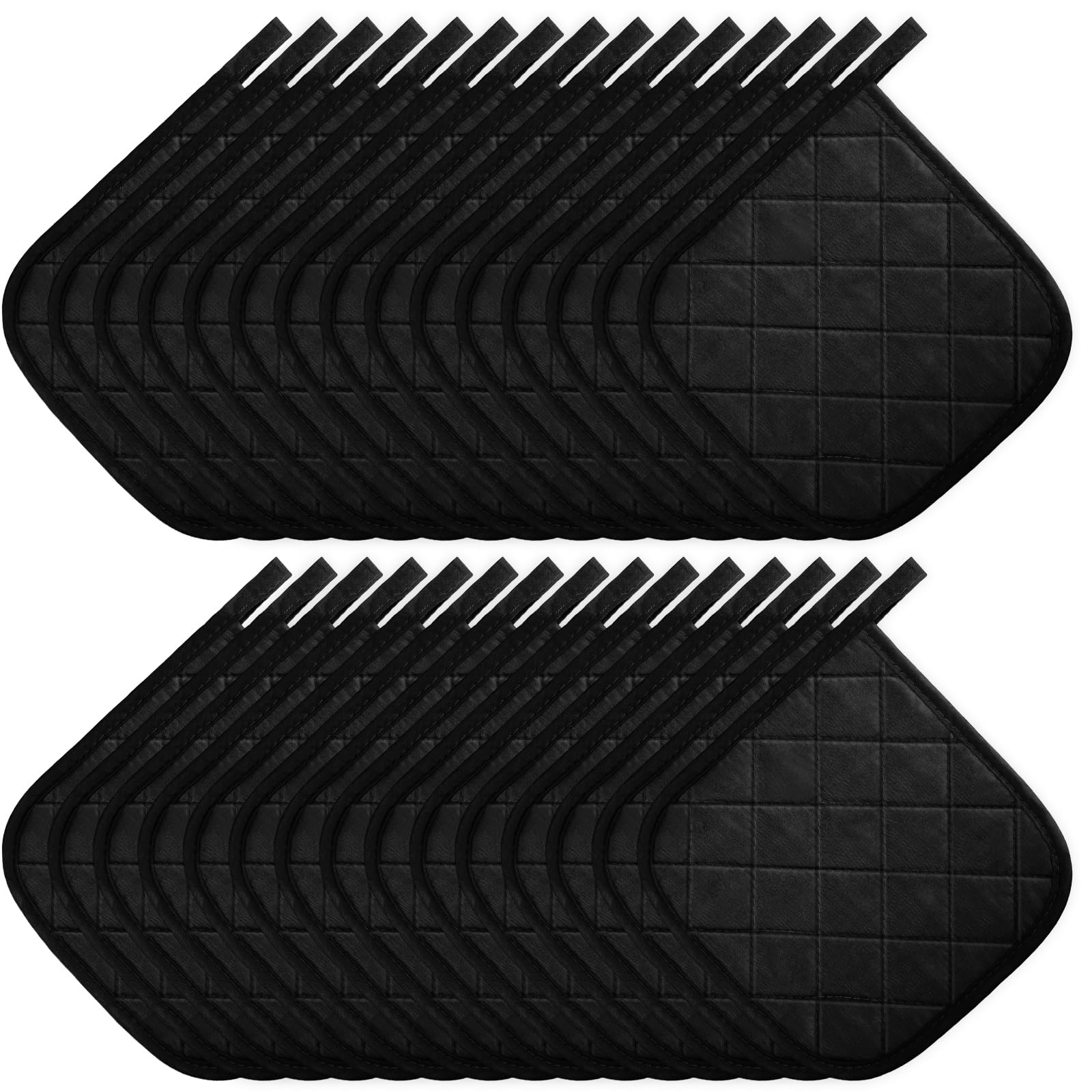 Uiifan Topflappen aus Baumwolle für die Küche, waschbar, hitzebeständig, für den Ofen zum Kochen und Backen, 20 x 20 x 0,5 cm, Schwarz, 30 Stück