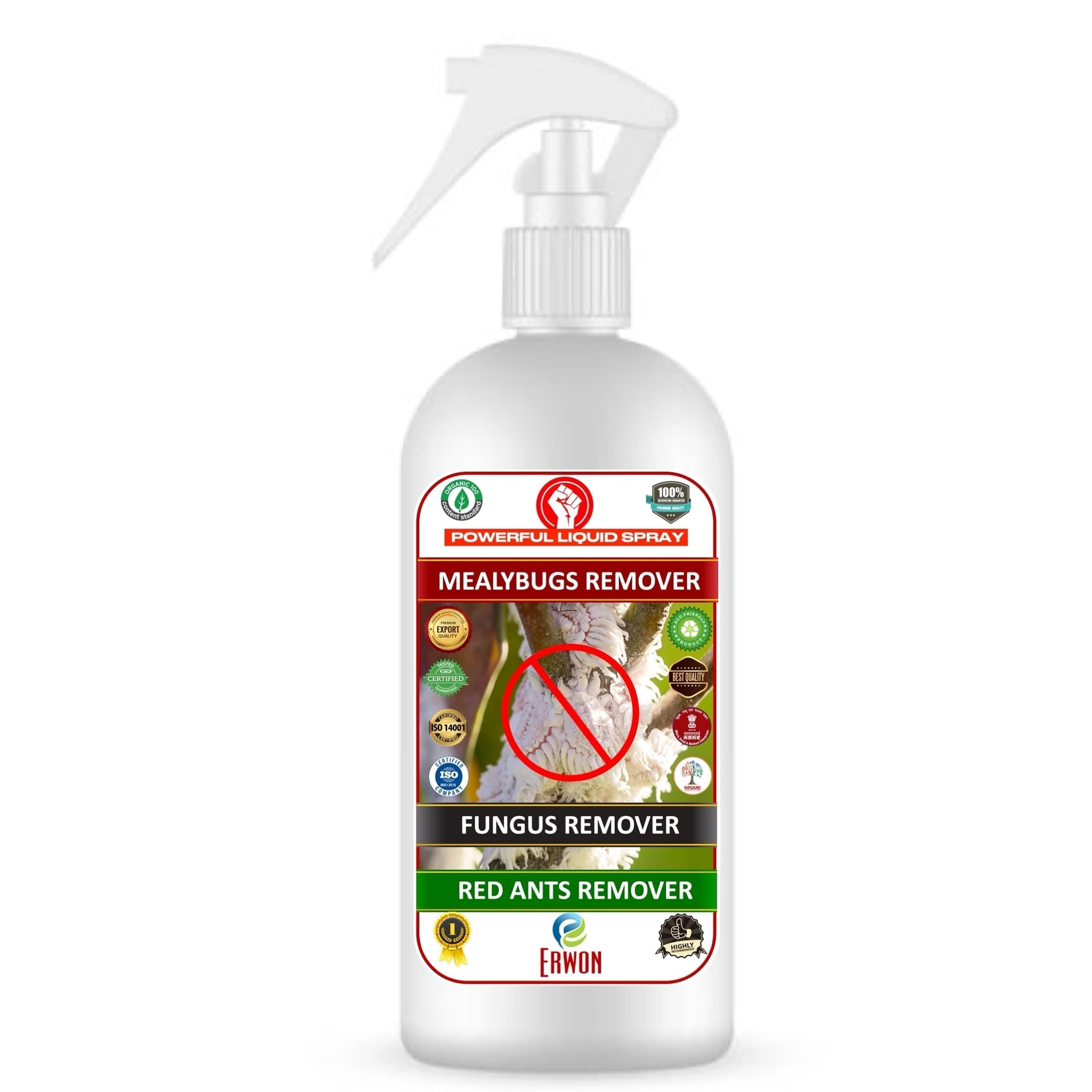 Erwon® Mealy Bug Remover, Fungus Remover, and Red Ant Remover spray from all types of plants, for the home garden, Organic Essential Powerful liquid spray (250 ml)