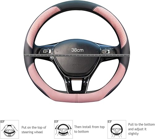 Miniatura 7 de Ergocar Funda deportiva en forma de D para volante de automóvil, antideslizante, de microfibra, transpirable, piel sintética, universal para tipo D,