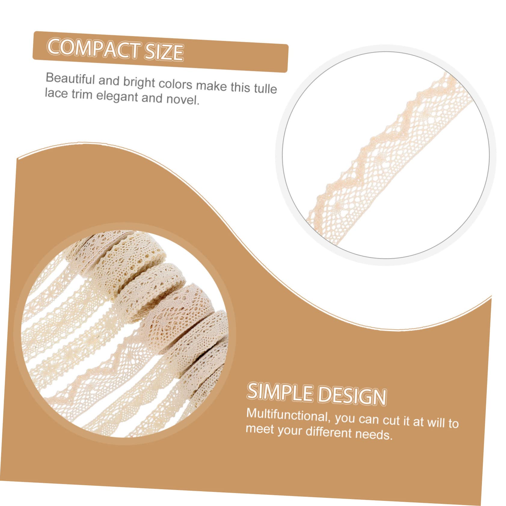 SHINEOFI 9 Rollos de Encaje de Algodón Beige para Costura de Ropa y Decoración, Ribete de Encaje Decorativo Buena Textura para Manualidades y Envoltura Estilo Aleatorio