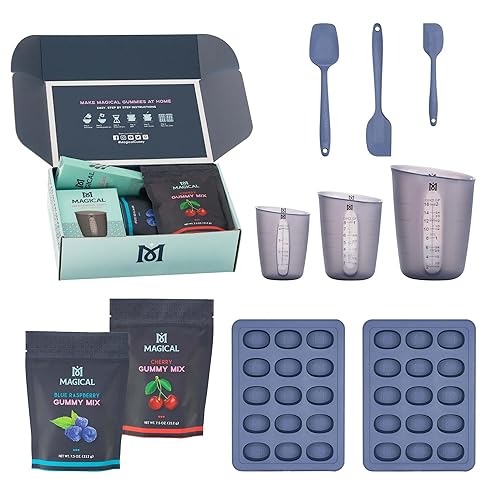 Magical Butter Kit de Mezcla y Molde para Gomitas  Mezcla Normal de Frambuesa Azul y Cereza con Moldes de Silicona de 10 mL y Espátulas  Set Fácil