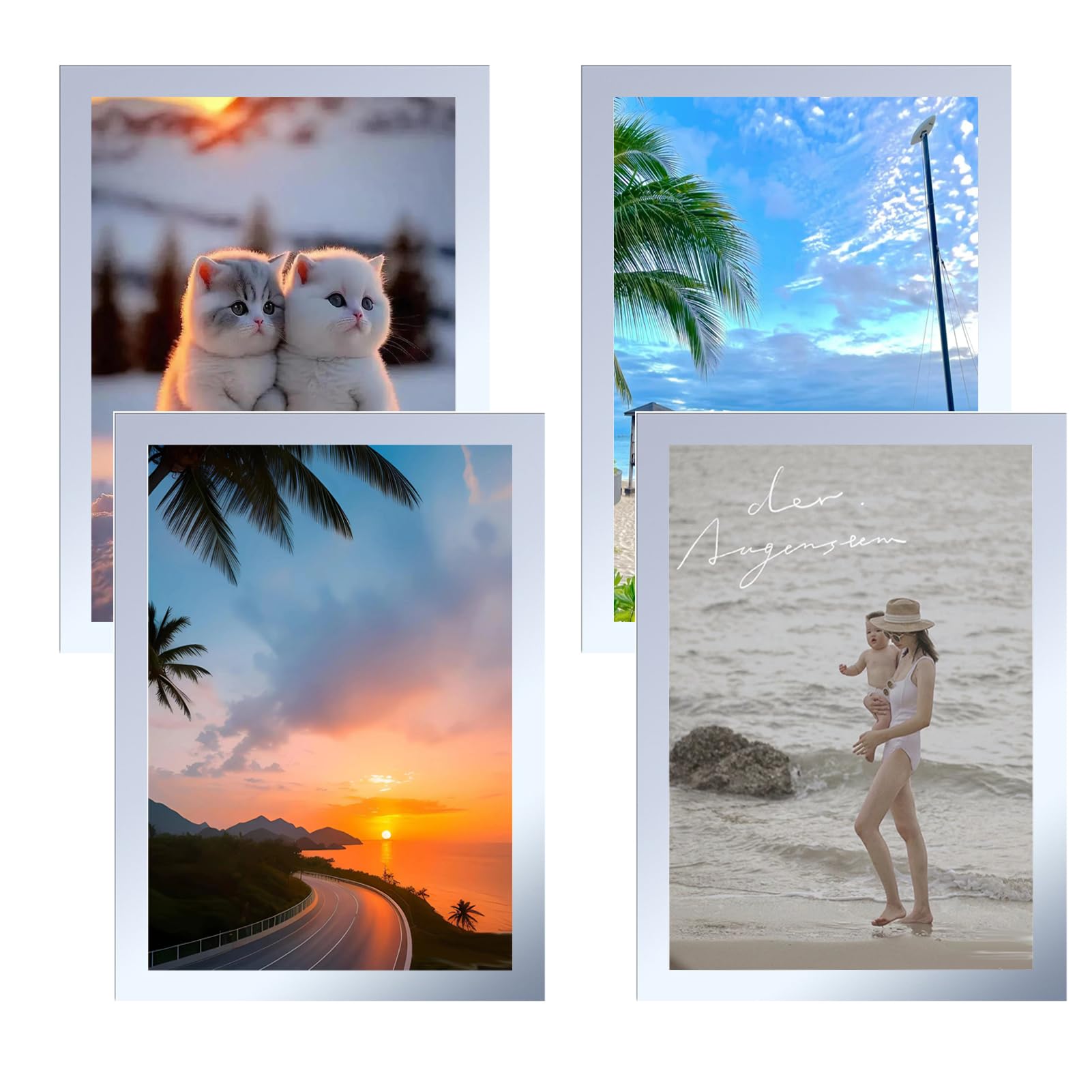 4 PCS A4 Magnetic Photo Pouch Diamond Painting Frames with Self Adhesive Backing, Waterproof Display frames for Diamond Painting, Documents, Photos, Poster, Notices - Silver