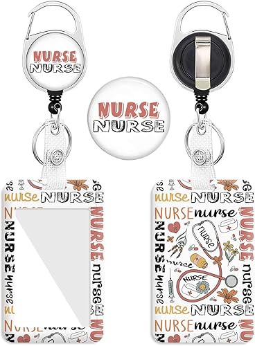 Portatarjetas retráctil, estetoscopio, tapa de enfermera, carrete de insignia, resistente, vertical, protector de identificación, llavero para