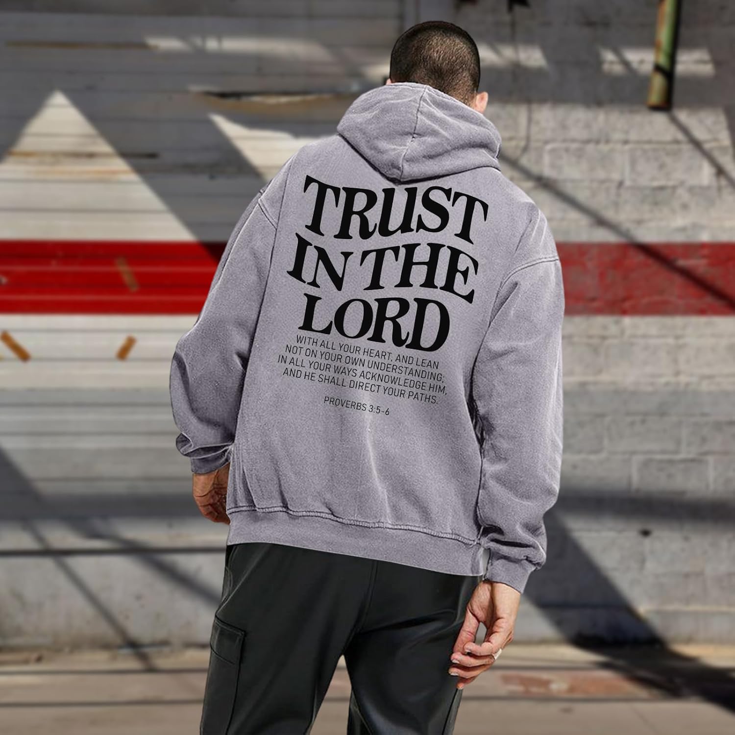 Trust In The Lord Christian Hoodies Men Jesus God Bible Verse Faith Religious Sweatshirts Oversized Graphic Pullover