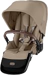 Cybex Gazelle/e-Gazelle S 2 Deuxième siège – Siège inclinable, jusqu'à 50 Lbs, nourrisson & Tout-petit, Installation facile, Confortable & Sécurisée, lune noire avec barre de bumper brune