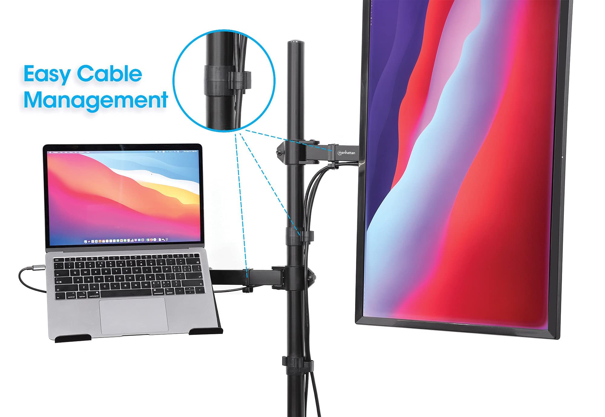 MANHATTAN 462136 Supporto da Scrivania Braccio per Monitor 13-32" e Mensola per Laptop