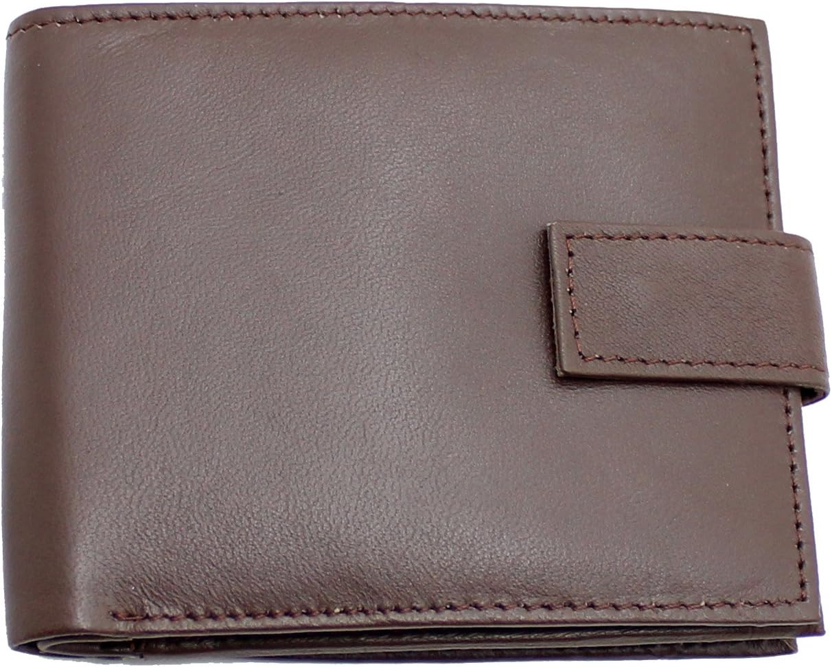 RAS Mens RFID Blocking Soft Leather Wallet with Side Zip Around Coin Pocket 44 (Brown)