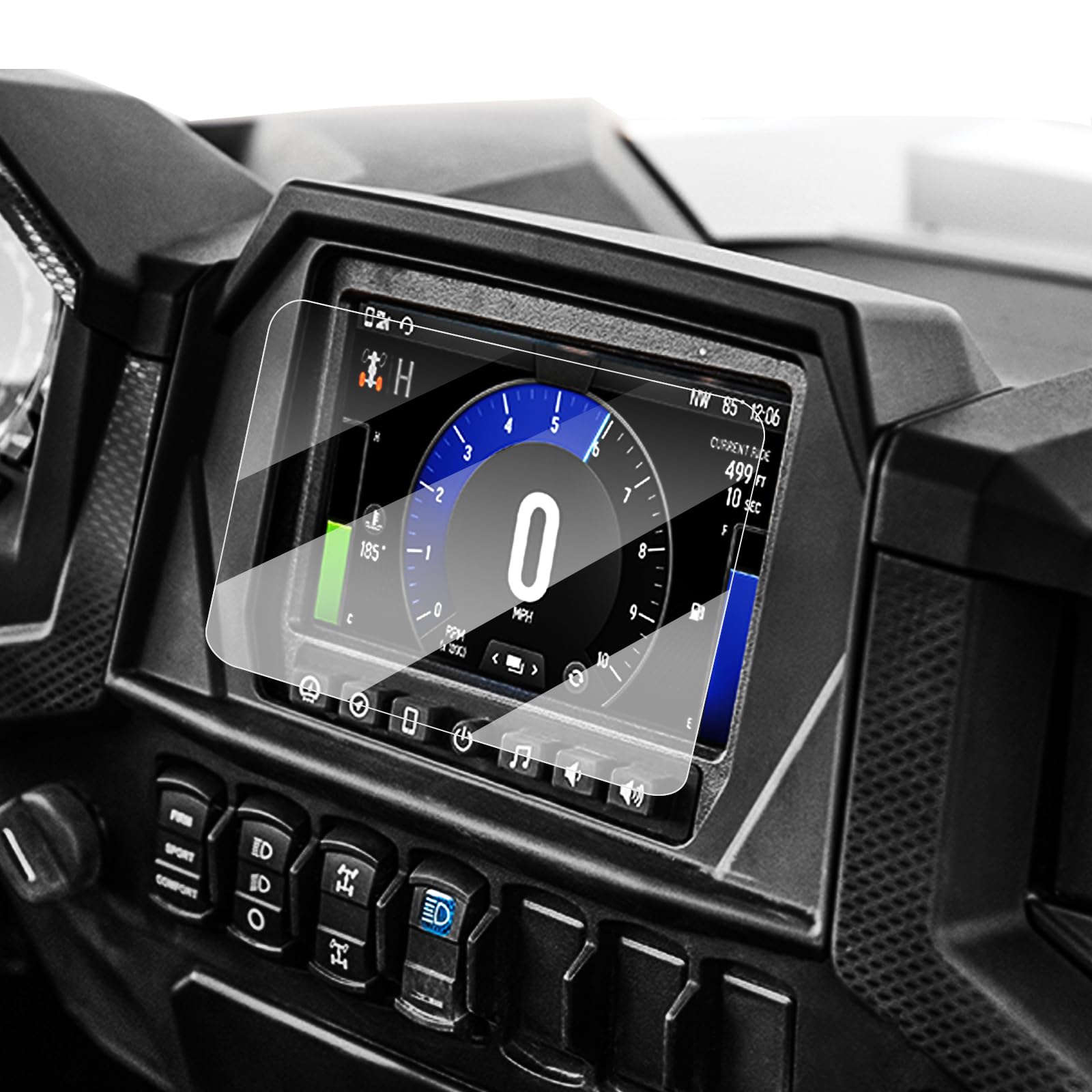 7 Inch UTV Tempered Glass Screen Protector with 1PC Glossy Anti-Fingerprint and 1PC Matte Anti-Glare, UTV Accessories Fits for 2019-2025 Polaris RZR PRO XP/R Turbo Sportsman Ranger General