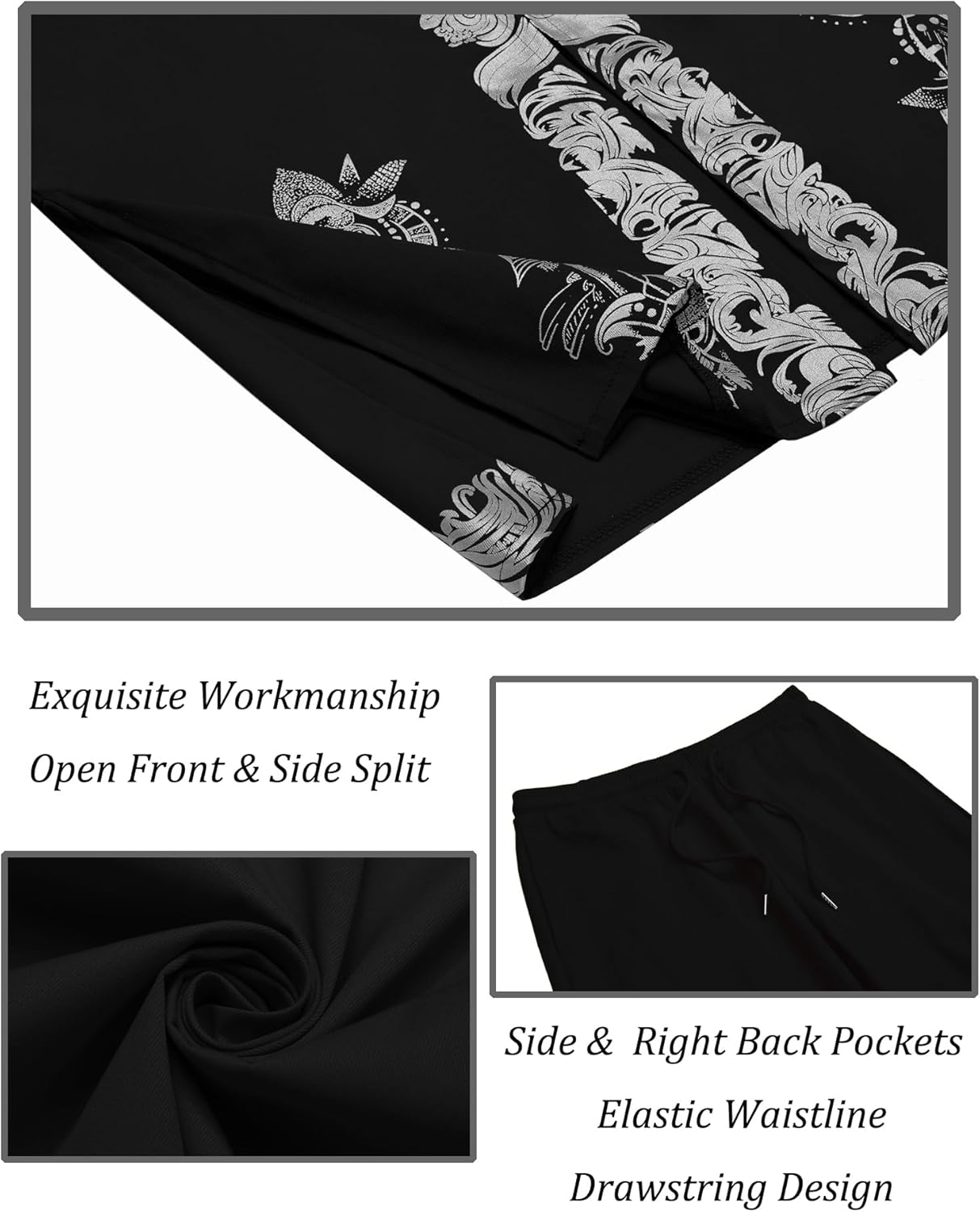 Mens African 2 Piece Set Zipper Nigerian Dashiki Metallic Shirt and Pants Outfit Gold Stamp Printed Long Traditional Suit - Image 8