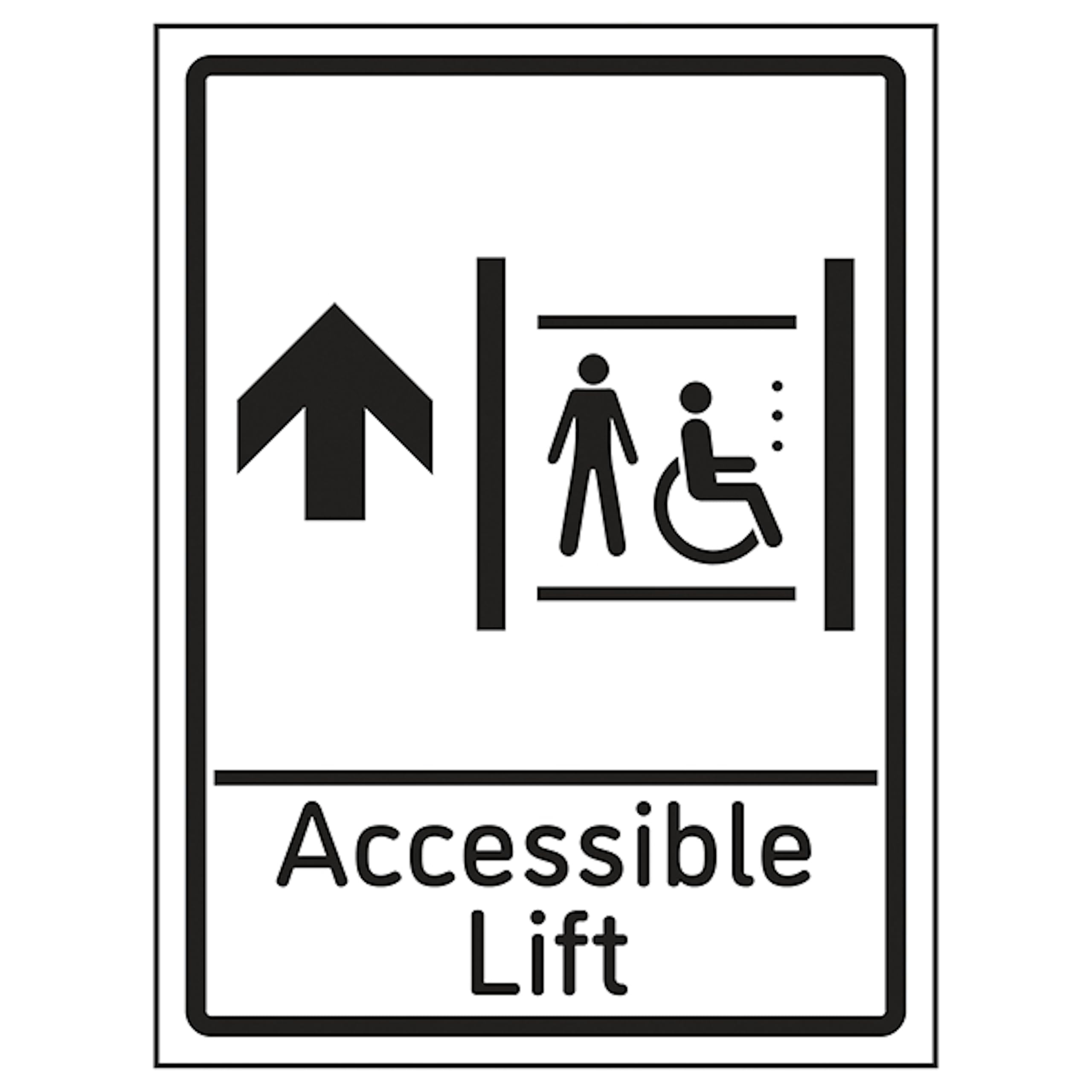 V Safety Accessible Lift Arrow Up 200 x 300 mm - 2mm Super-Tough Rigid Plastic Safety Sign