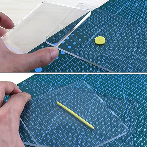 Miniatura 7 de Tabla de soporte de lámina acrílica de 2 piezas para manualidades de arcilla, rectángulo y cuadrado, transparente, placa de presión para