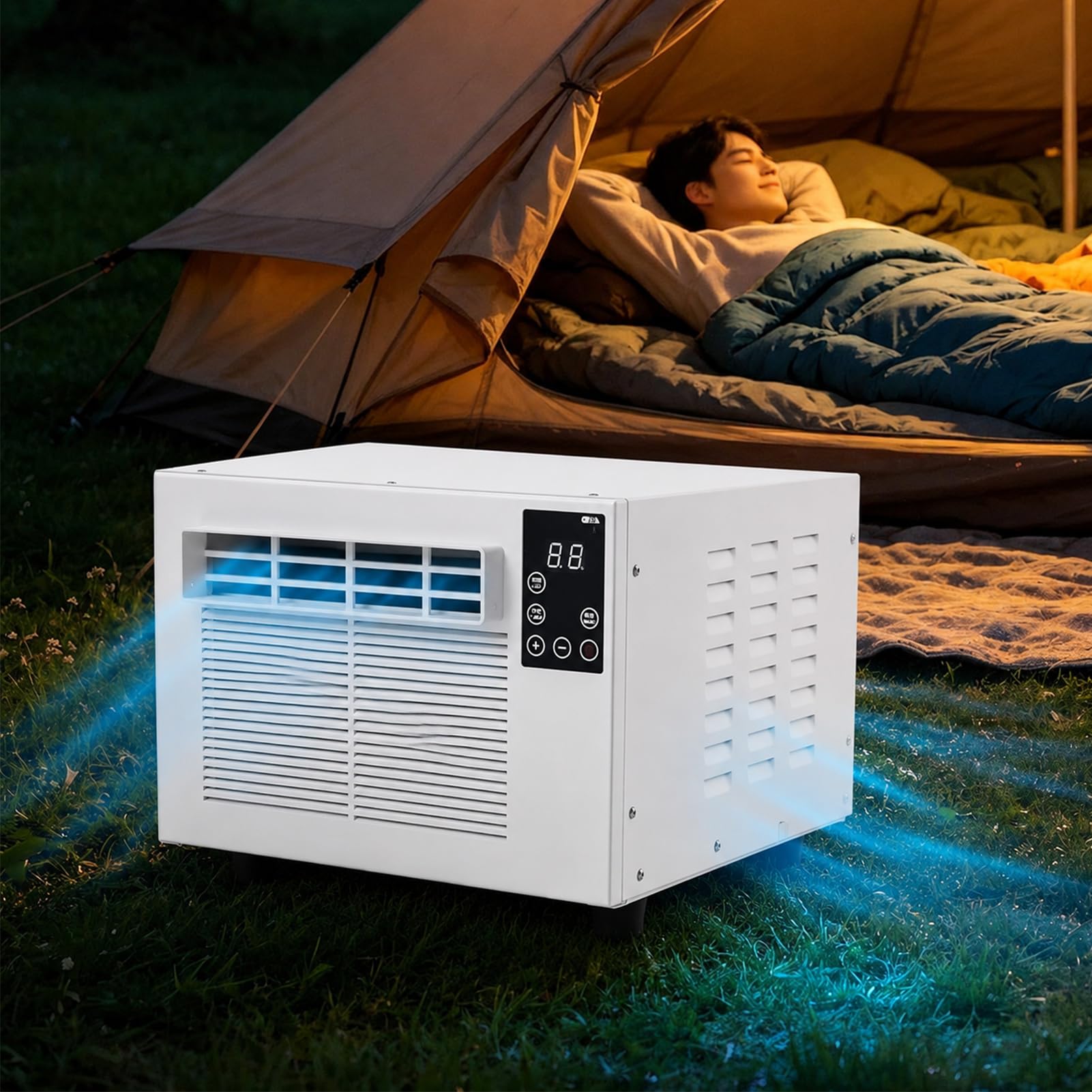 Condizionatori Per Camper Basso Consumo, Mini Climatizzatore Portatile 280W 1881 BTU, Vero Compressore Silenzioso 45dB, Deumidificante, Basso Consumo, per Tenda, Campeggio, Piccole Stanze