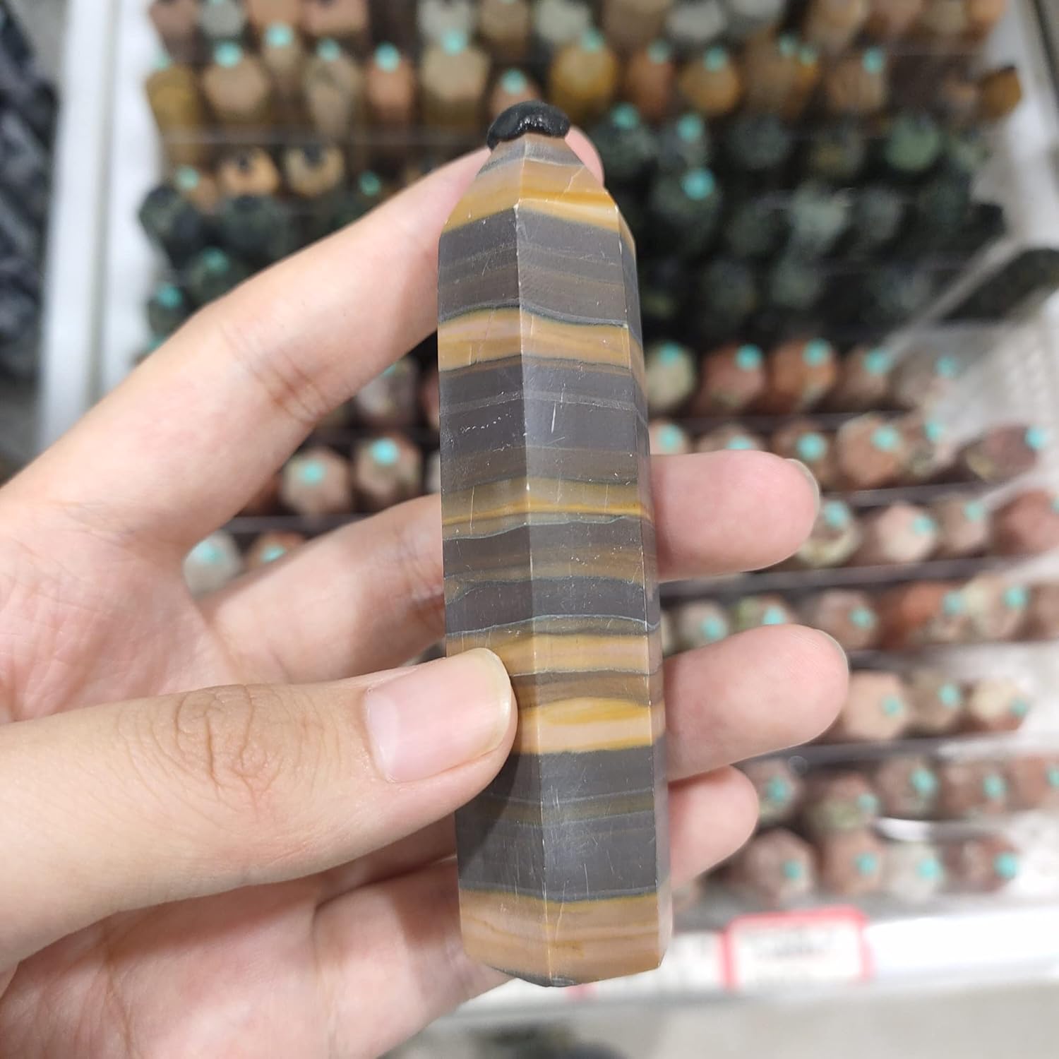 Meditation Home Natural Crystal Quartz Spirit Colorful Jade Pagoda Home Reiki Gift Decoration (Size : 6-7cm)