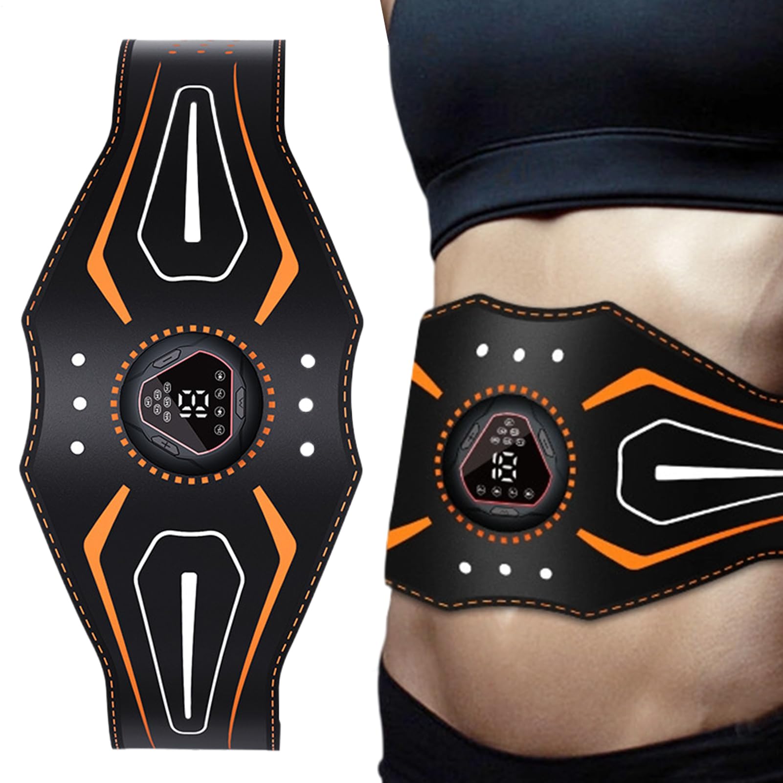 EMS Trainingsgerät,Bauchtrainer Elektrisch EMS Bauchtrainer Gürtel - Ab Stimulator Mit 18 Stufen & 6 Programmen, Digitaldisplay Für Muskelaufbau, Für Zuhause, Fitnessstudio, Reise (118cm, USB)
