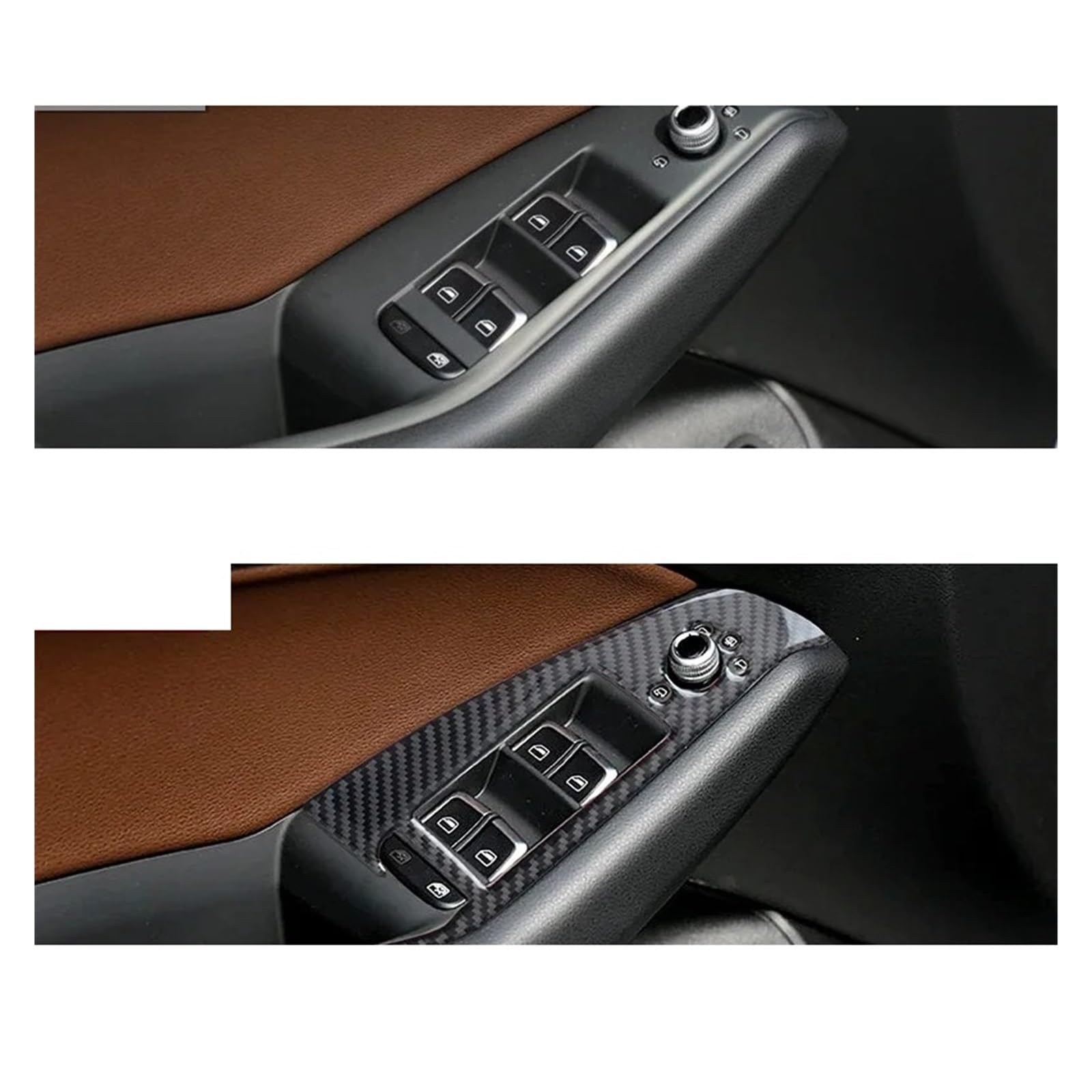 deski rozdzielczej Osłona przycisku szyby Do Q5 Interior Carbon Fiber Look Door | Lifting Window Panel Decorative Stickers Włókno węglowe Dekoracyjna listwa wnętrza samochodu